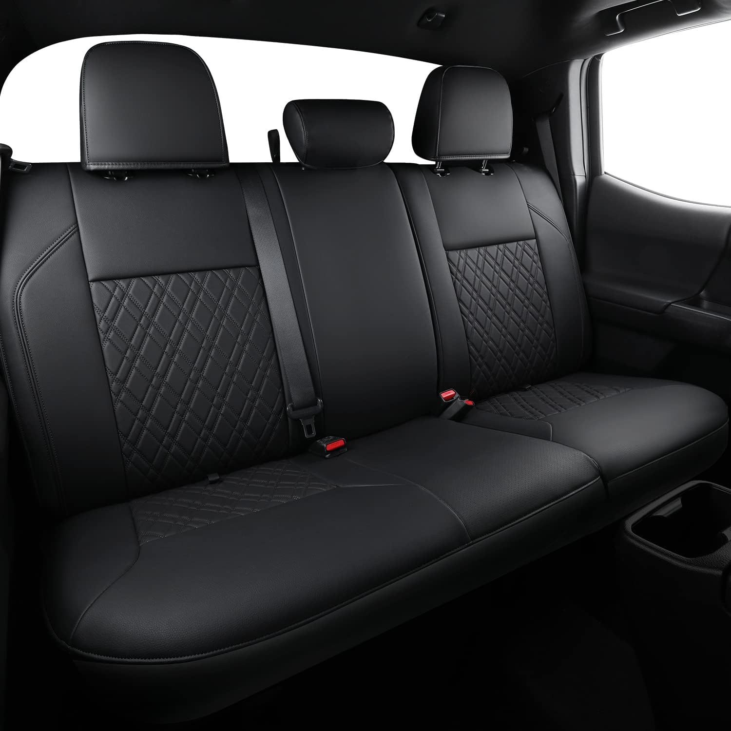 LUCKYMAN CLUB Tacoma Seat Covers, Fit for 2016-2025 Tacoma Crew Double Cab SR SR5 TRD Sport TRD Off-Road TRD PRO and SR SR5 TRD Sport TRD Off-Road TRD PRO Limited with Water Proof Faux Leather