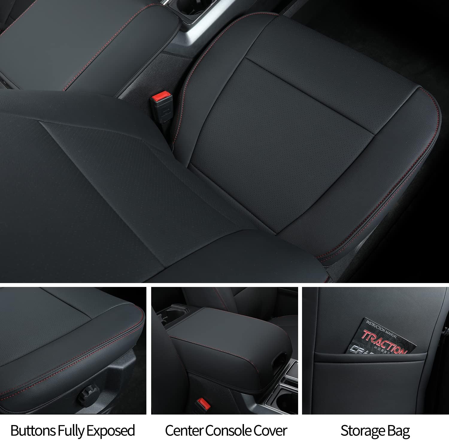 LUCKYMANCLUB F150 Faux-ledaj Sidlokoj, Propre konvenaj 2015-2024 Ford F150 SuperCrew, kaj 2017-2024 F250 F350 F450 Super Duty Crew Cab