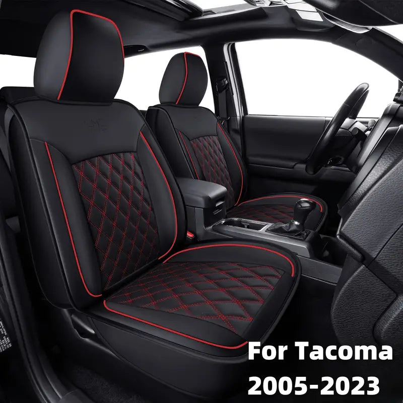 LUCKYMAN CLUB Tacoma Seat Covers Custom Fit for 2005-2025 Tacoma Crew Cab with Faux Leather
