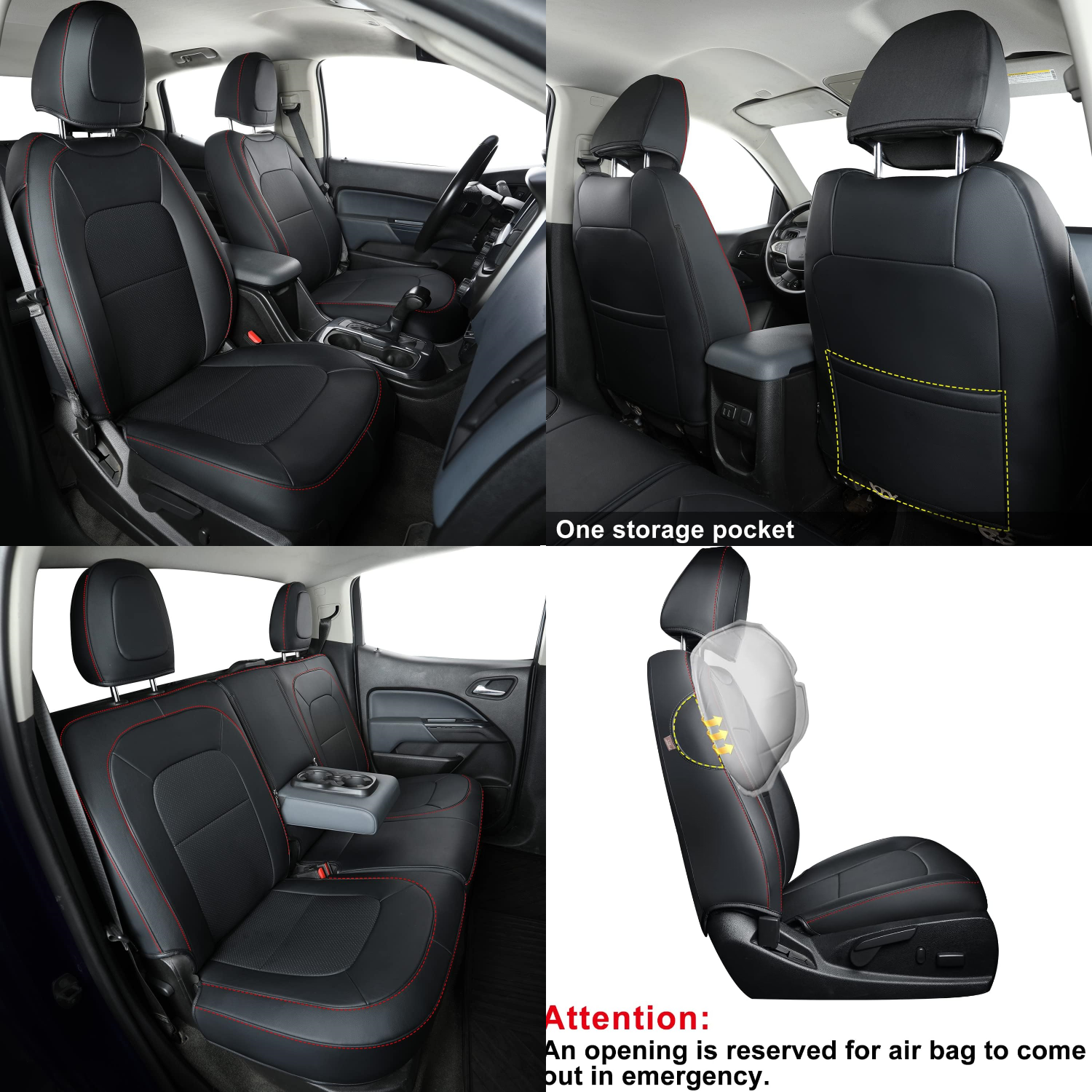 LUCKYMAN CLUB Chevy Colorado Seat Covers, fit for Colorado Canyon Crew Cab Z71 LT ZR2 Work Truck 2015-2025 with Faux Leather