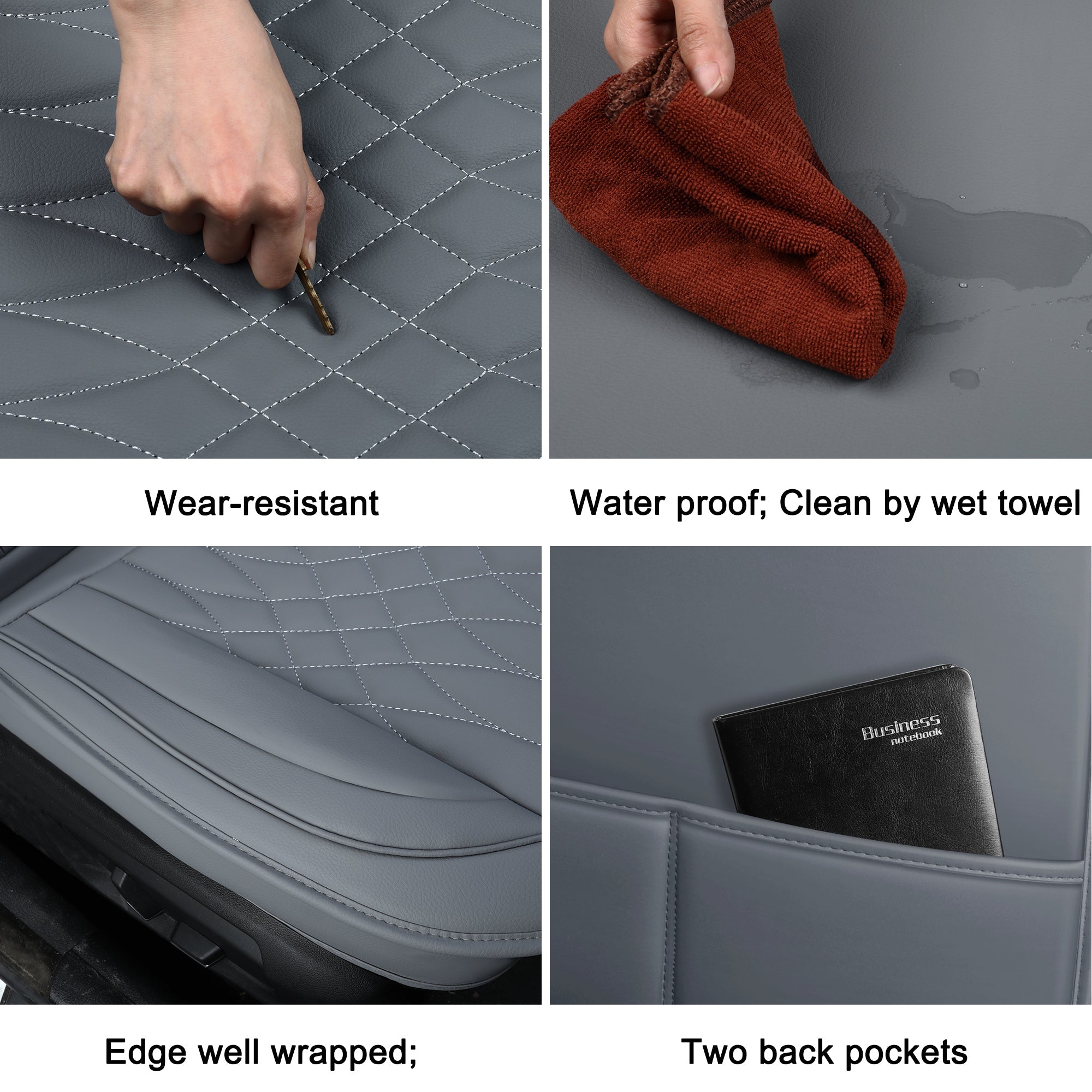 LUCKYMAN CLUB 5 Car Seat Covers Full Set with Waterproof Leather Universal Fit for Elantra Sonata Sportage RAV4 CRV Altima Accord Chevy Equinox