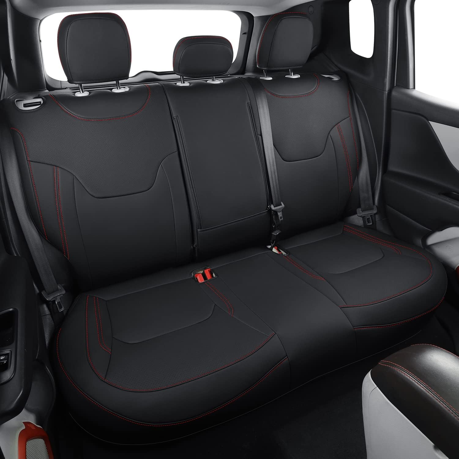 LUCKYMANCLUB Compass Seat Covers, Fit for 2018-2025 Jeep Compass and 2015-2025 Jeep Renegade 4dr SUV with Water Proof Faux Leather