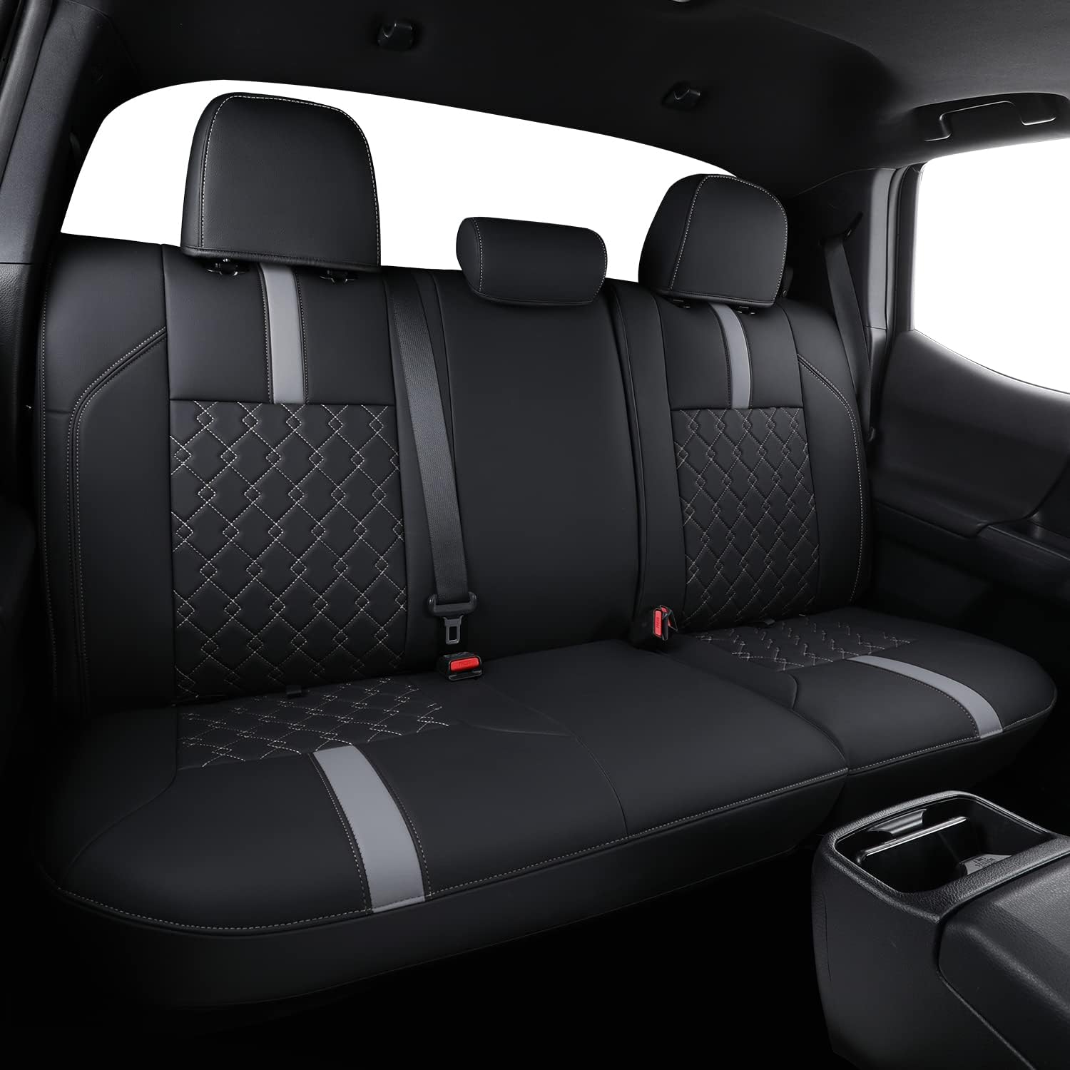 LUCKYMAN CLUB Tacoma Seat Covers, Custom fit 2016-2023 Faux Leather Tacoma SR SR5 TRD Sport TRD Off-Road PreRunner Crew Double Cab