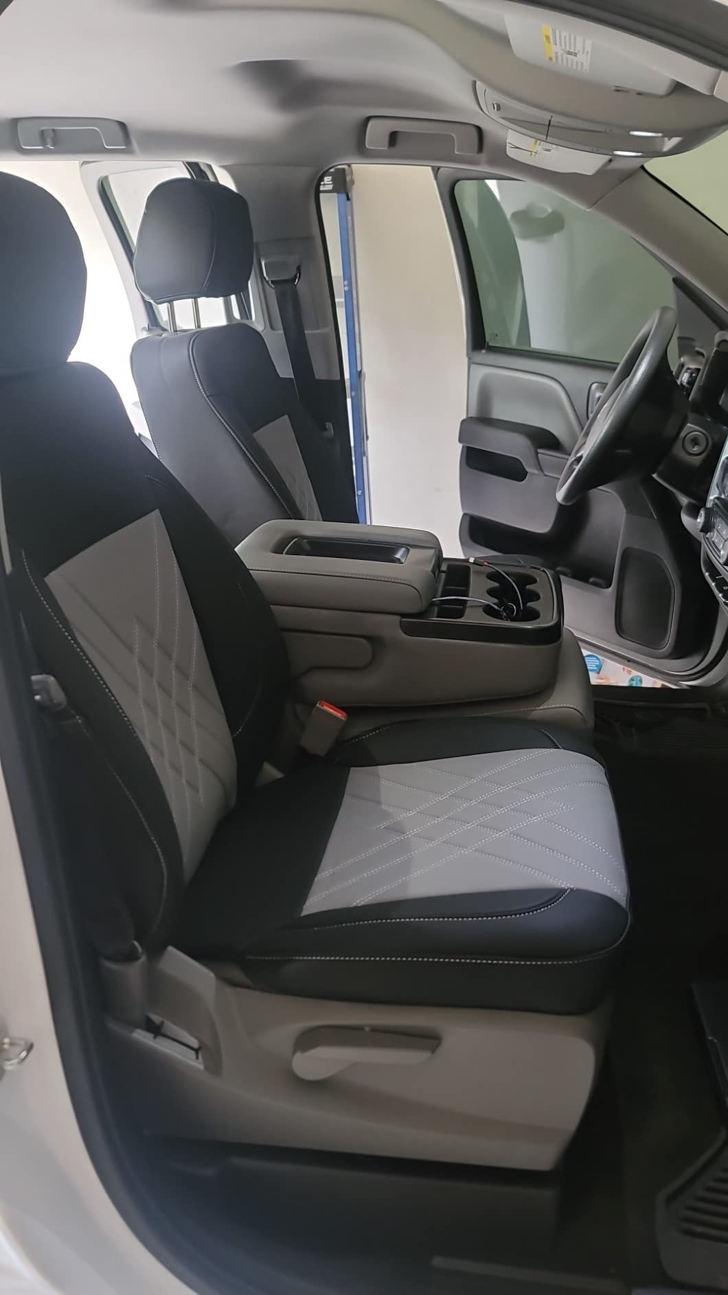 LUCKYMAN CLUB Chevy Silverado Leather truck Seat Covers 2014-2018 For1500&2500&3500HD Custom-made all-enveloped, all-season, waterproof leather