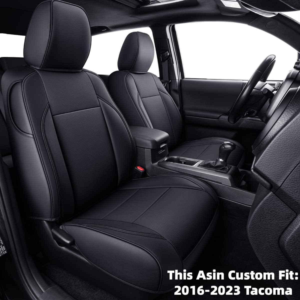 LUCKYMAN CLUB Tacoma Custom Fit Seat Covers For 2016-2025 Tacoma Crew Cab / Extended Cab SR SR5 TRD Sport TRD Off-Road TRD PRO Limited with Faux Leather