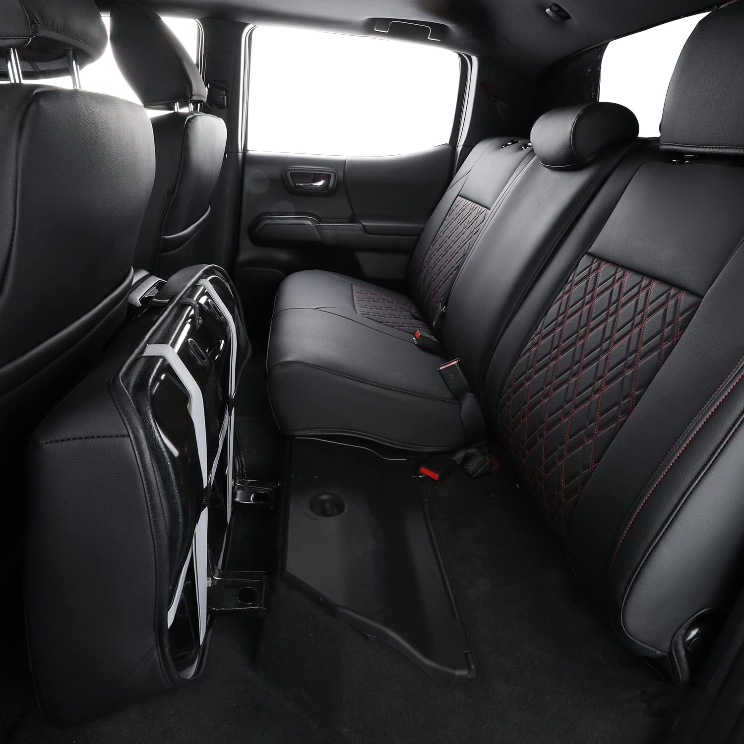 LUCKYMAN CLUB Tacoma Seat Covers, Fit for 2016-2025 Tacoma Crew Double Cab SR SR5 TRD Sport TRD Off-Road TRD PRO and SR SR5 TRD Sport TRD Off-Road TRD PRO Limited with Water Proof Faux Leather