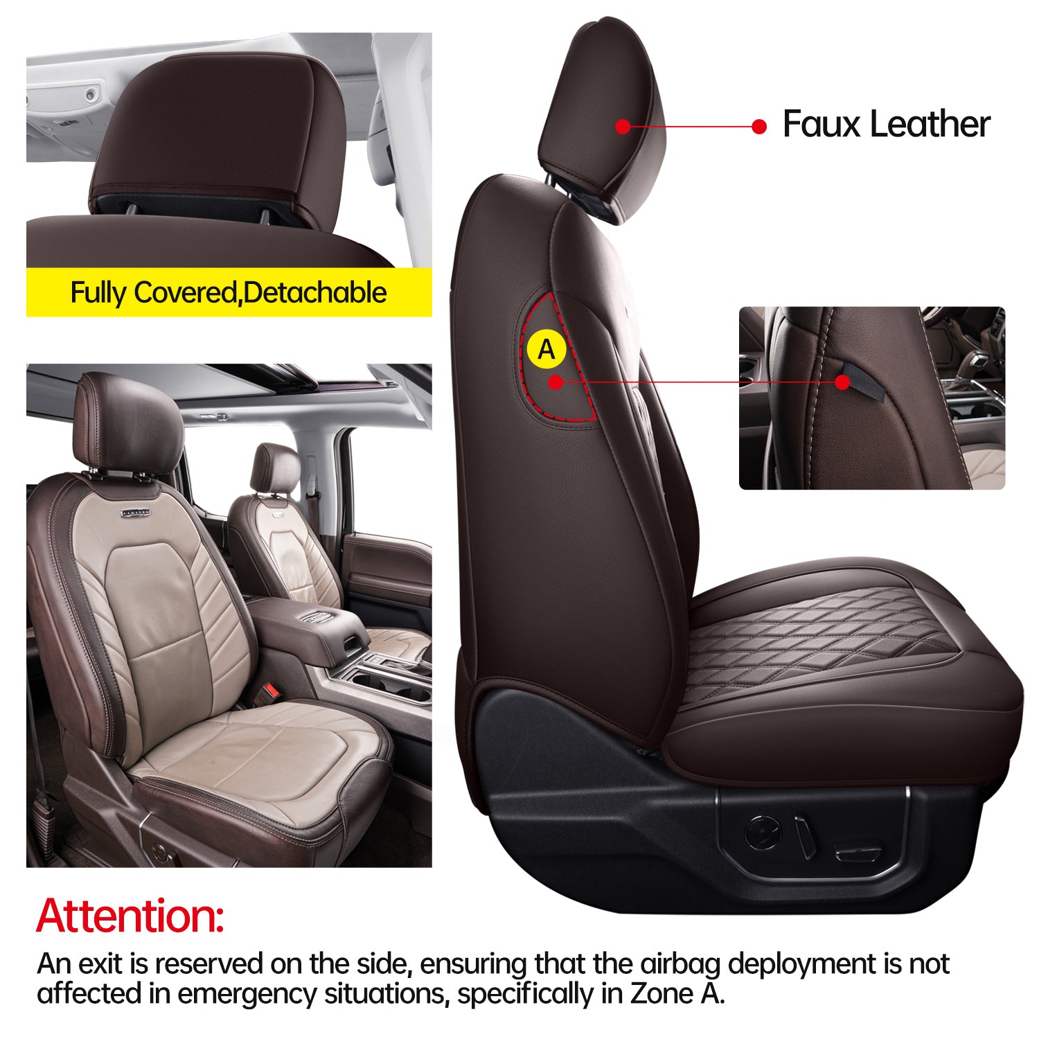 LUCKYMAN CLUB Ford F150 Faux Leather Seat Covers for 2015-2025 F150 SuperDriver and 2017-2025 F250 F350 F450 SuperDriver Cab Leather Trucks, All Season Universal Full Surround Specialty Seat Covers