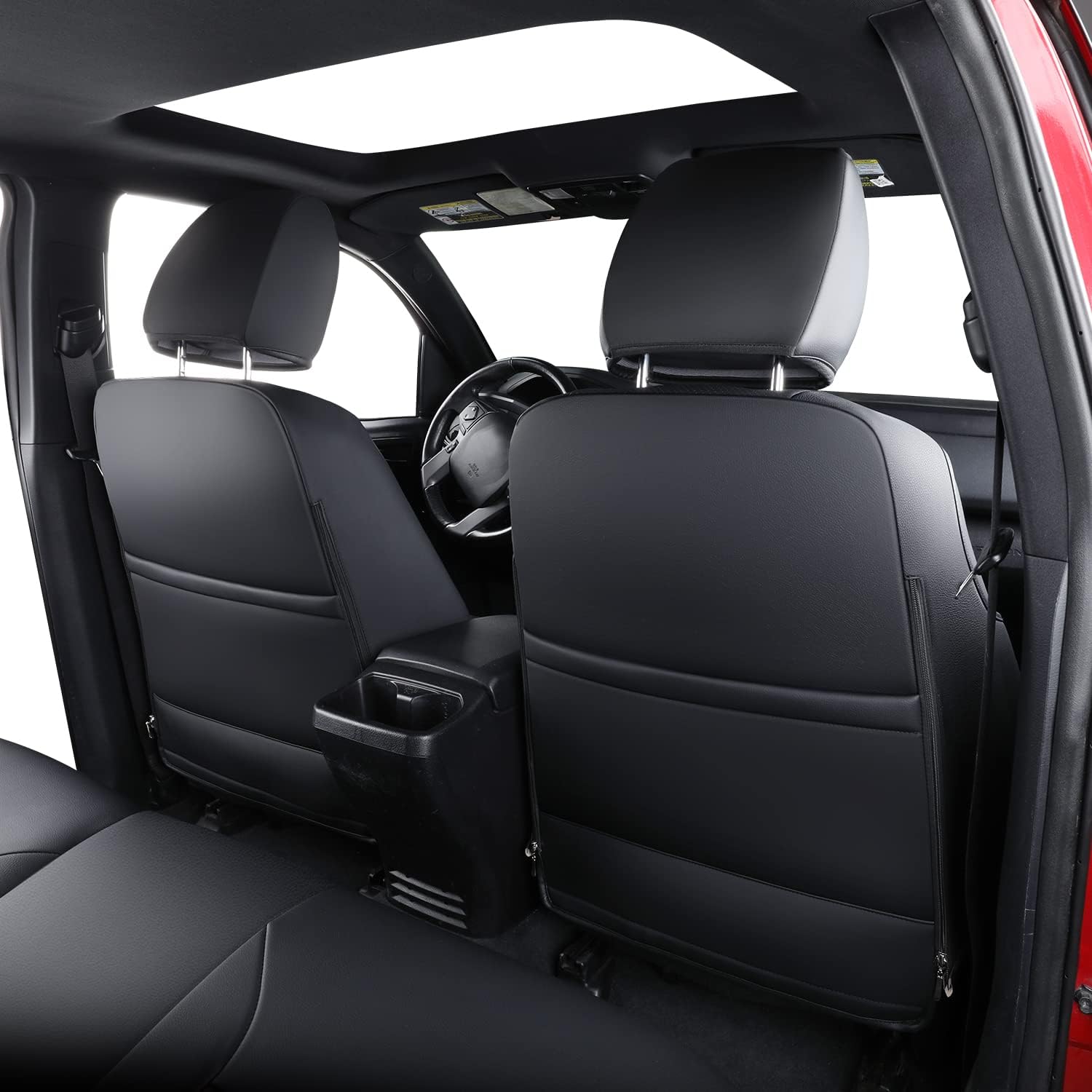 LUCKYMAN CLUB Tacoma Full-Set Seat Covers Fit Tacoma 2016 2017 2018 2019 2020 2021 2022 2023 Double/Crew Cab Only, with Faux Leather