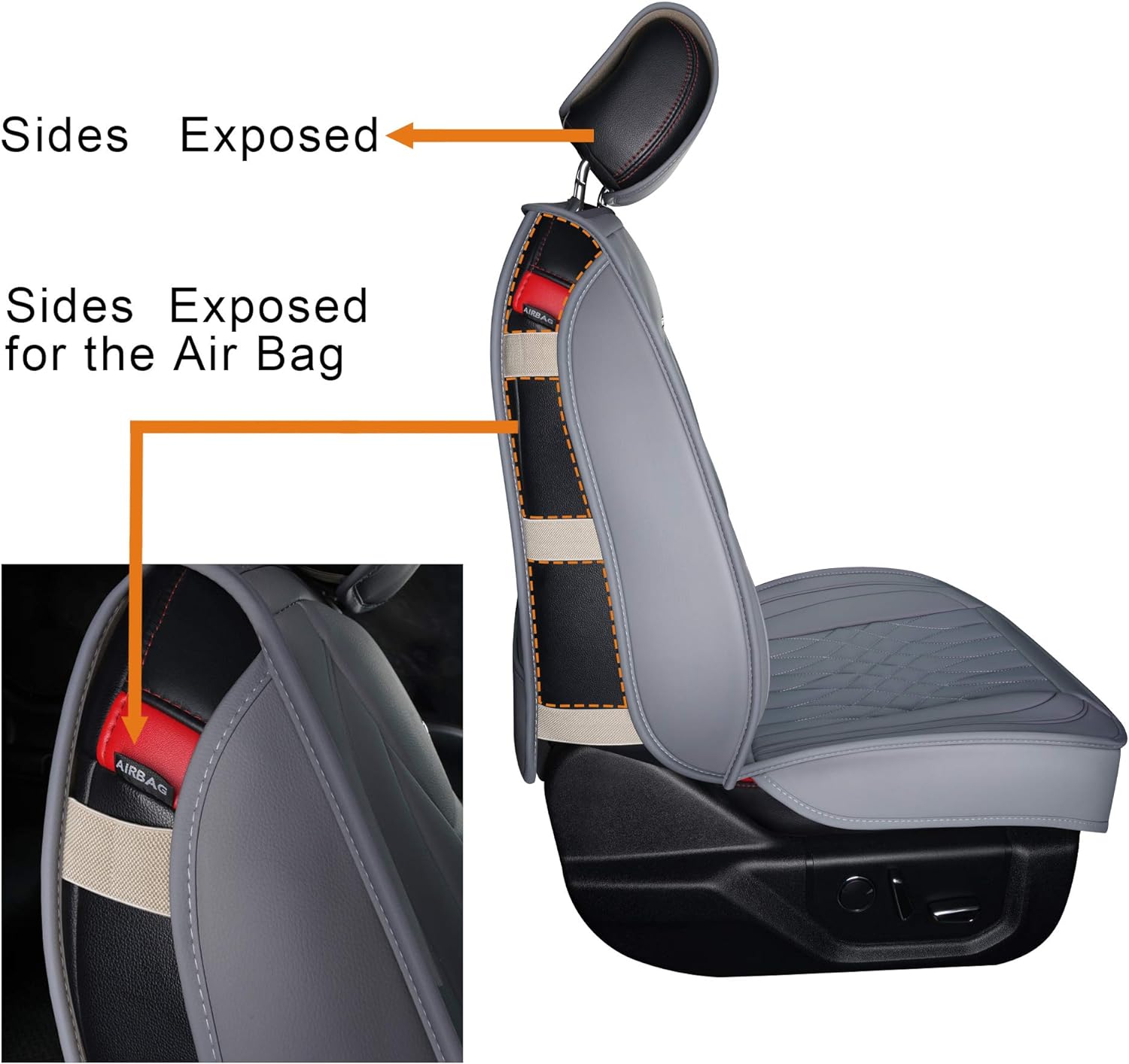 LUCKYMAN CLUB Seat Covers fit for Ford F150 Crew Cab from 2015 to 2025 and fit for F250 F350 F450 Crew Cab from 2017 to 2025 with Faux Leather