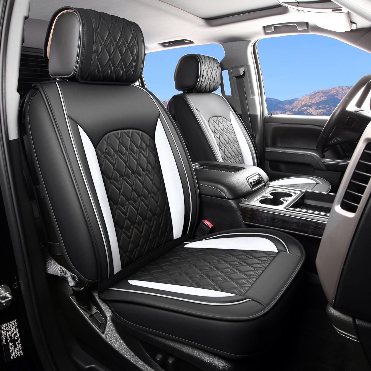 LUCKYMAN CLUB Chevy Silverado Seat Covers,Leather Seat Covers for GMC Sierra,Custom Fit 2007-2025 1500 2500HD 3500HD Crew Double Extended Regular Cab,LT LZT RST