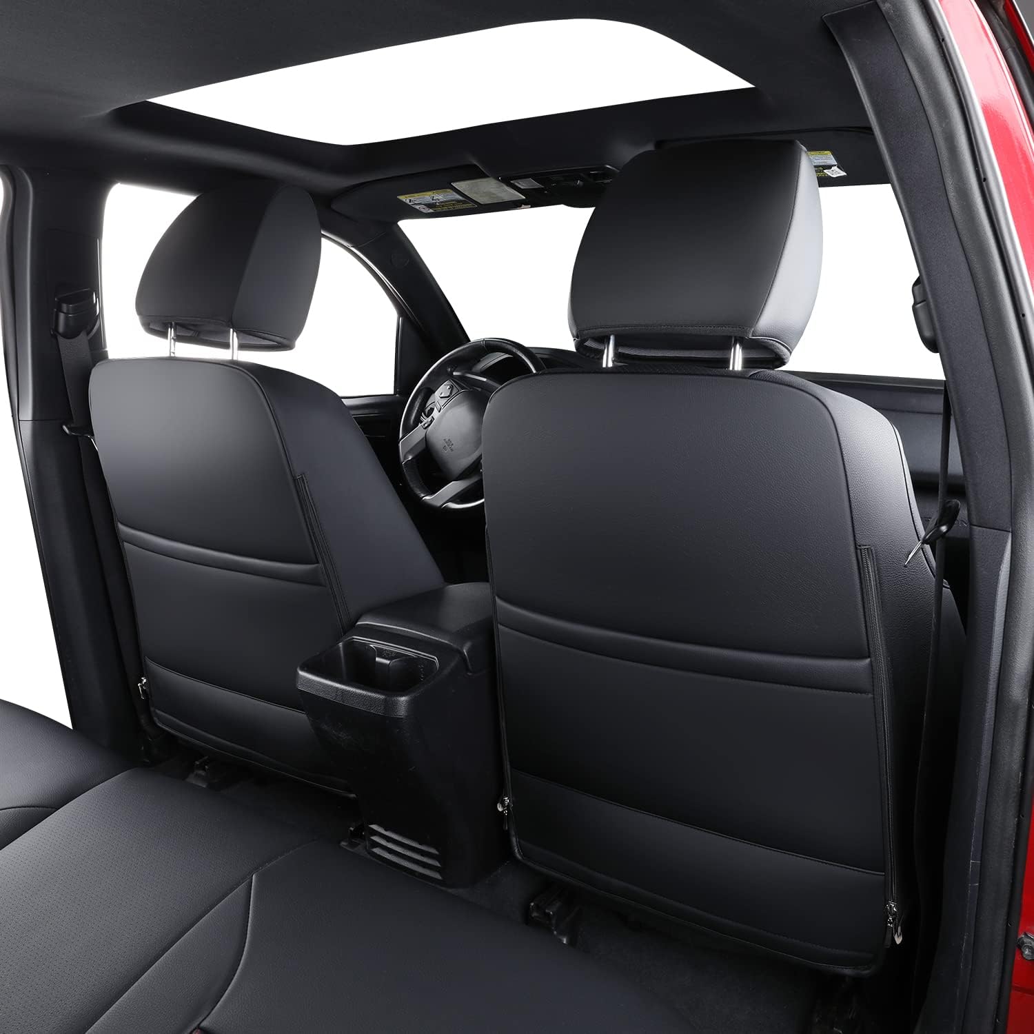 LUCKYMAN CLUB Tacoma Seat Covers, Custom fit 2016-2023 Faux Leather Tacoma SR SR5 TRD Sport TRD Off-Road PreRunner Crew Double Cab