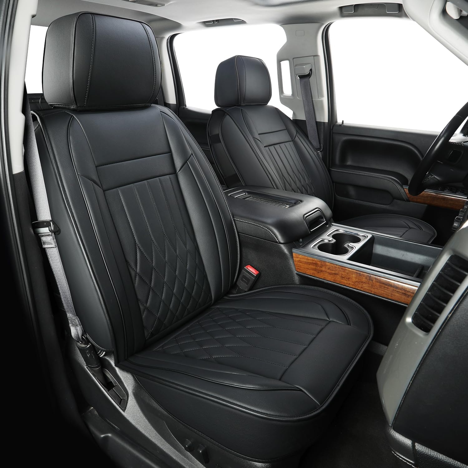 LUCKYMAN CLUB Silverado Faux Leather Seat Covers, Fit for 2014-2025 Chevy Silverado GMC Sierra 1500 and 2020-2024 2500HD 3500HD Crew Cab