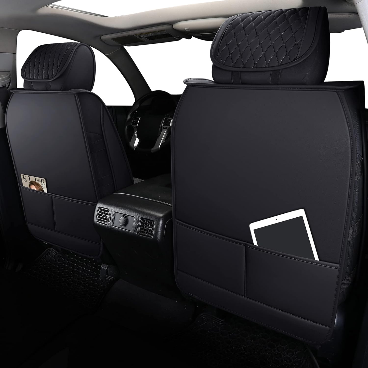 LUCKYMAN CLUB Tundra Seat Covers Full Set Compatible with Toyota Tundra Custom Fit 2008-2025 Truck Pickup Crewmax Double Cab Waterproof Leather Seat Cushions with Split Bench 40/60