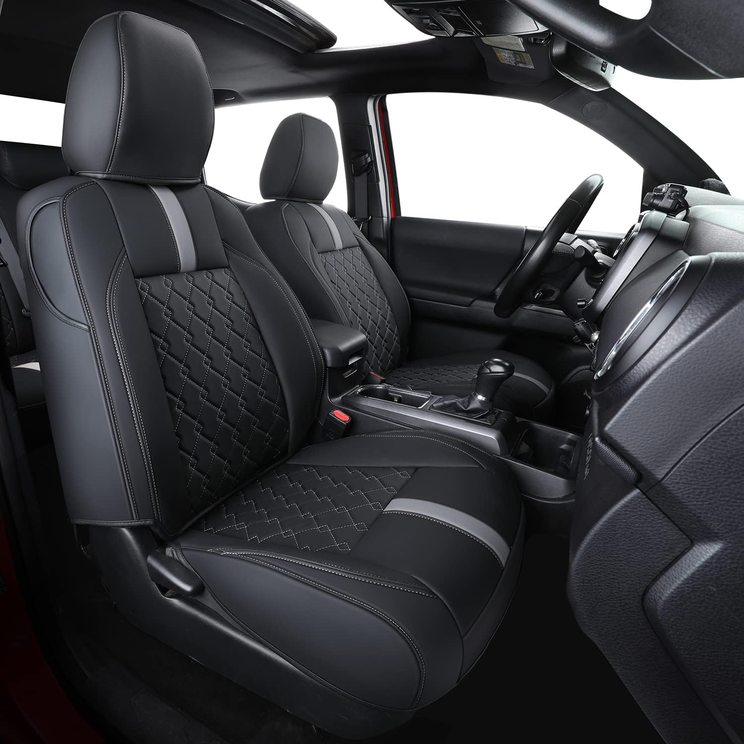 LUCKYMAN CLUB Tacoma Seat Covers, Custom fit 2016-2023 Faux Leather Tacoma SR SR5 TRD Sport TRD Off-Road PreRunner Crew Double Cab