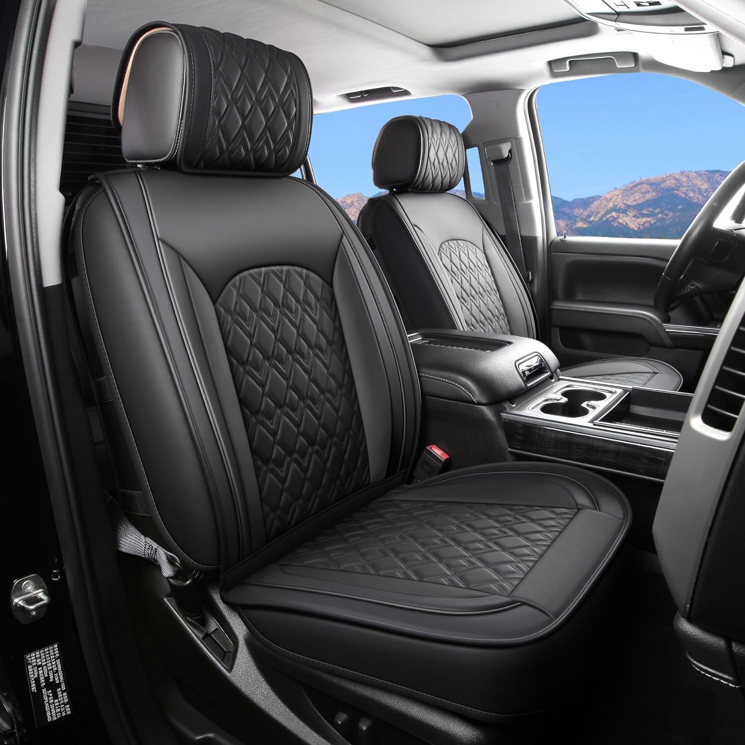 LUCKYMAN CLUB Chevy Silverado Seat Covers,Leather Seat Covers for GMC Sierra,Custom Fit 2007-2025 1500 2500HD 3500HD Crew Double Extended Regular Cab,LT LZT RST