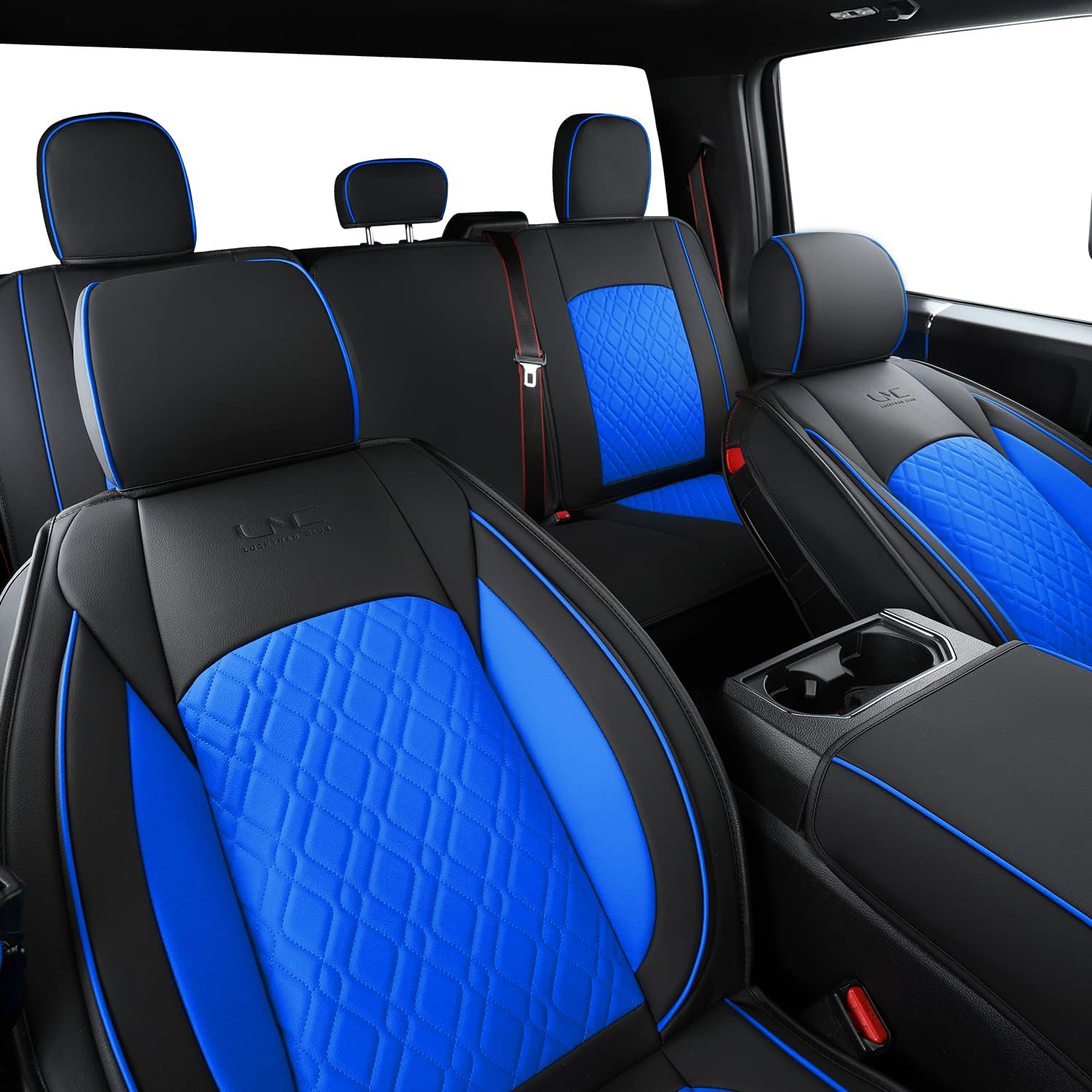 LUCKYMAN CLUB F150 Plena Seĝo Kovriloj, Konvenaj 2015-2024 Ford F150 kaj 2017-2024 F250 F350 F450