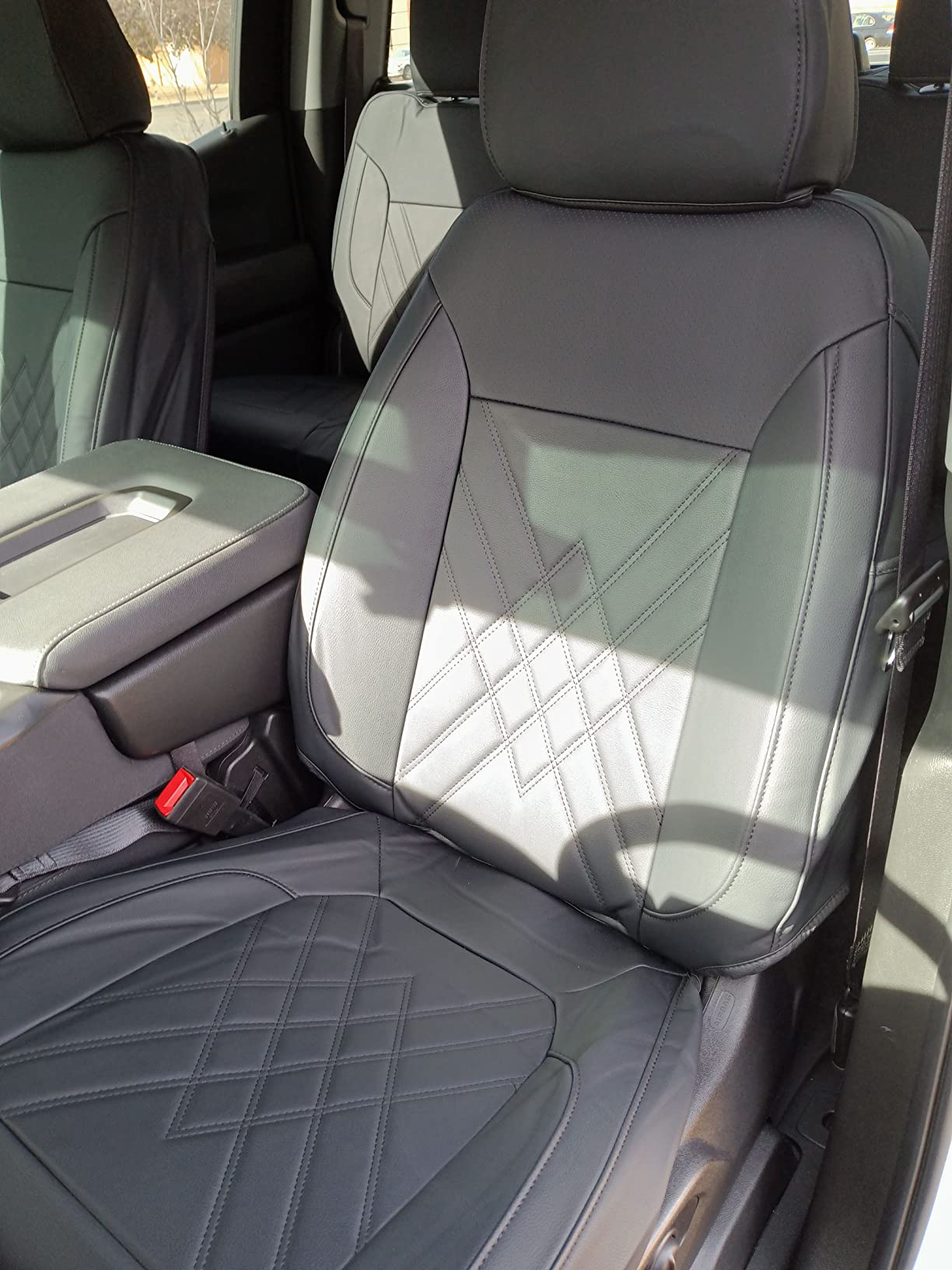 LUCKYMAN CLUB Chevy Silverado Leather truck Seat Covers 2014-2018 For1500&2500&3500HD Custom-made all-enveloped, all-season, waterproof leather