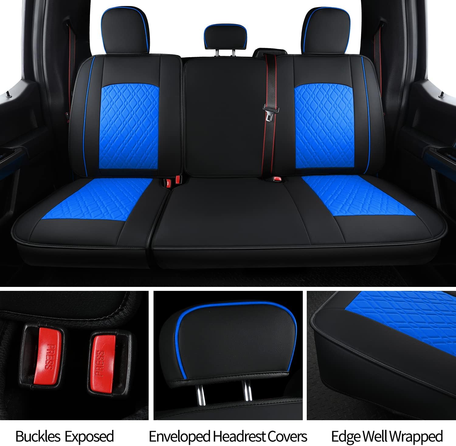 LUCKYMAN CLUB F150 Plena Seĝo Kovriloj, Konvenaj 2015-2024 Ford F150 kaj 2017-2024 F250 F350 F450