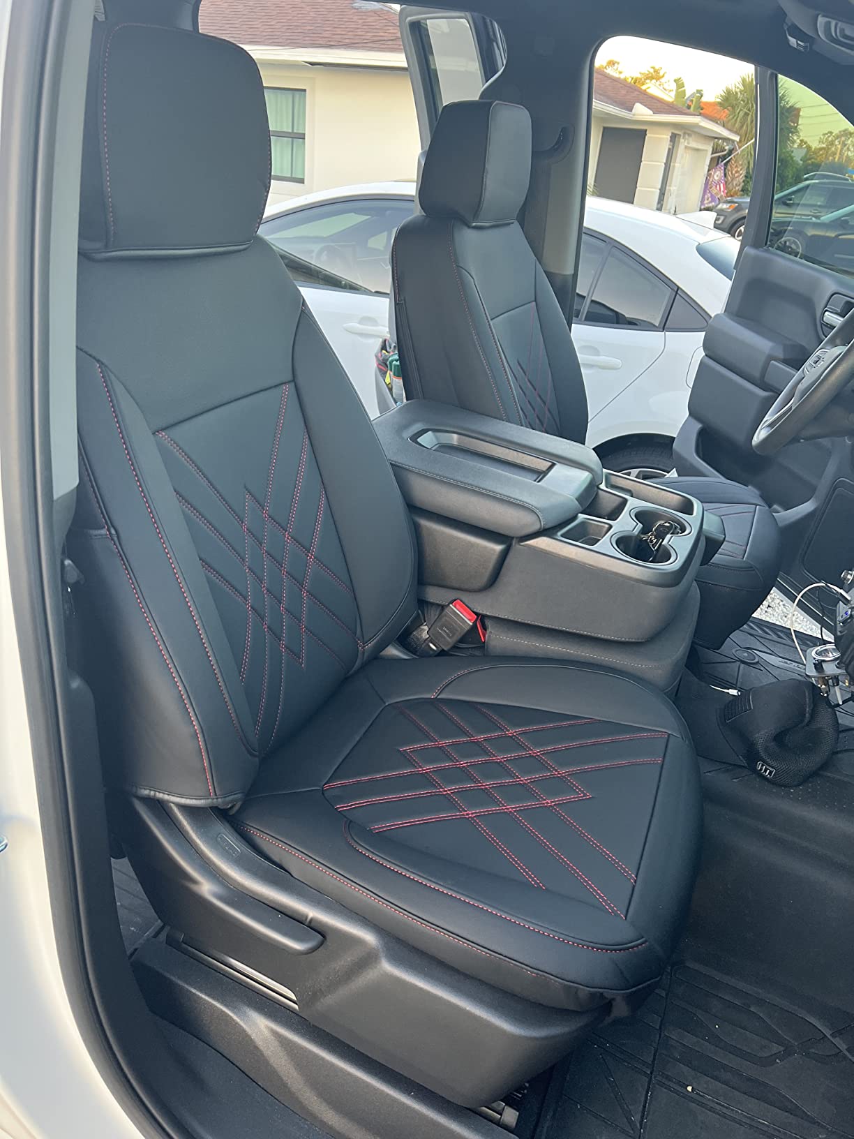 LUCKYMAN CLUB 2007-2025 Silverado seat covers Custom&Sierra 1500 2500 3500HD Trucks leather CustomSeat Covers Cars Pickups Full Set, Fit Trims Like LT,LTZ,RST