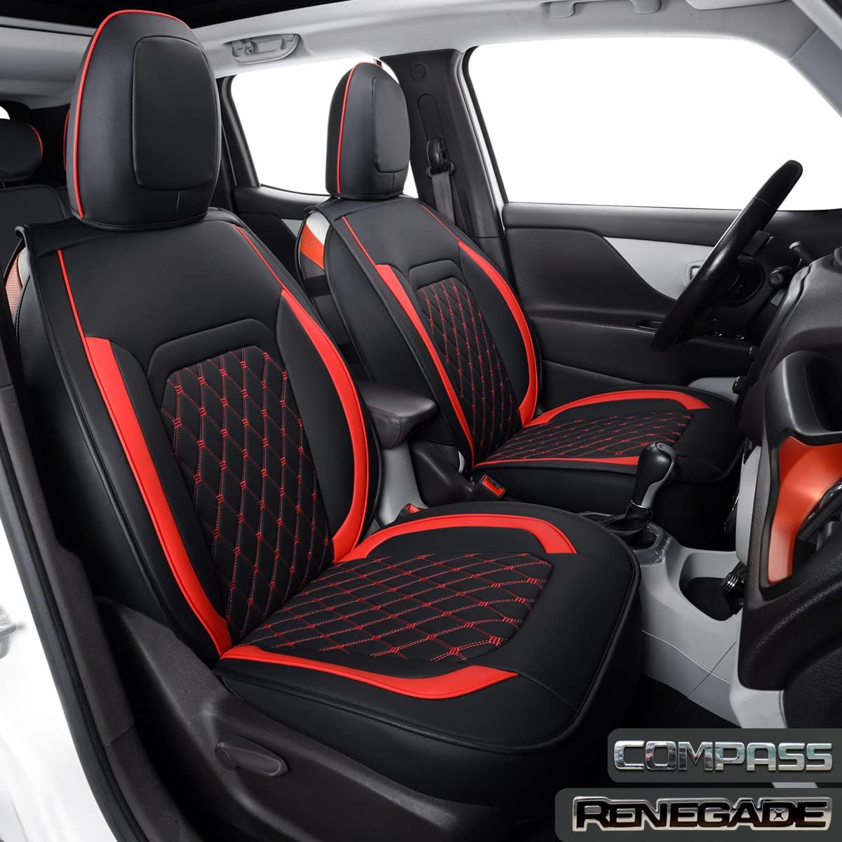 LUCKYMAN CLUB Renegade Seat Covers fit for 2015-2025 Renegade and 2017-2025 Compass with Water Proof Faux Leather