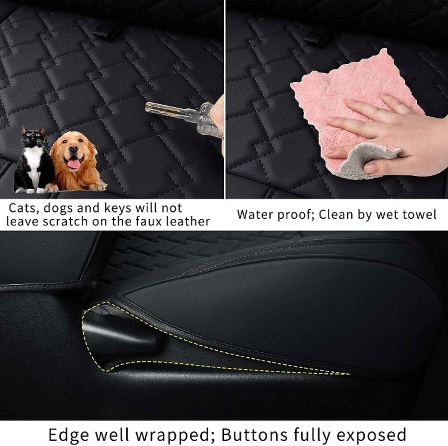 LUCKYMAN CLUB Tacoma Seat Covers, Custom fit 2016-2023 Faux Leather Tacoma SR SR5 TRD Sport TRD Off-Road PreRunner Crew Double Cab