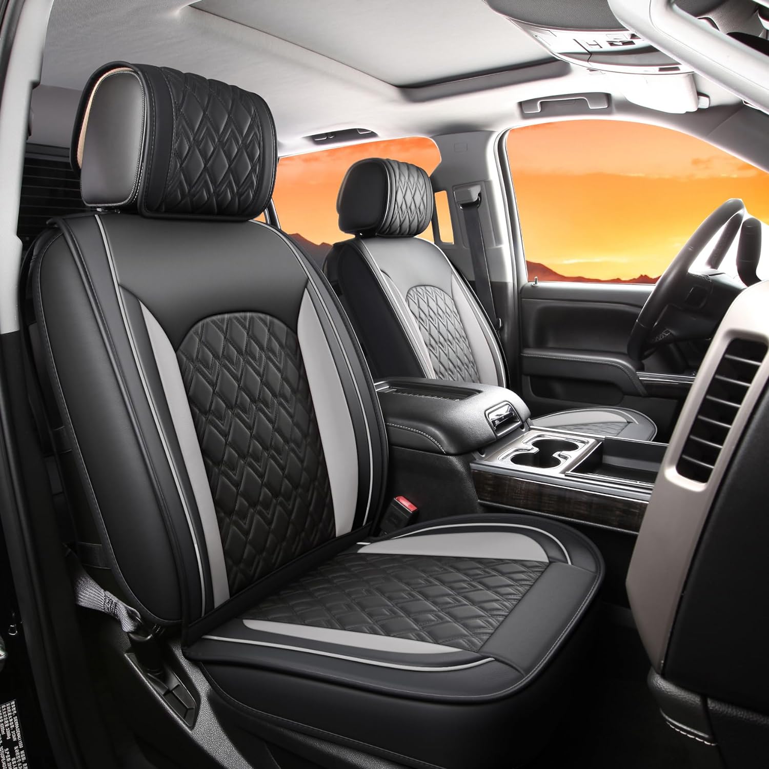 LUCKYMAN CLUB Chevy Silverado Seat Covers,Leather Seat Covers for GMC Sierra,Custom Fit 2007-2025 1500 2500HD 3500HD Crew Double Extended Regular Cab,LT LZT RST