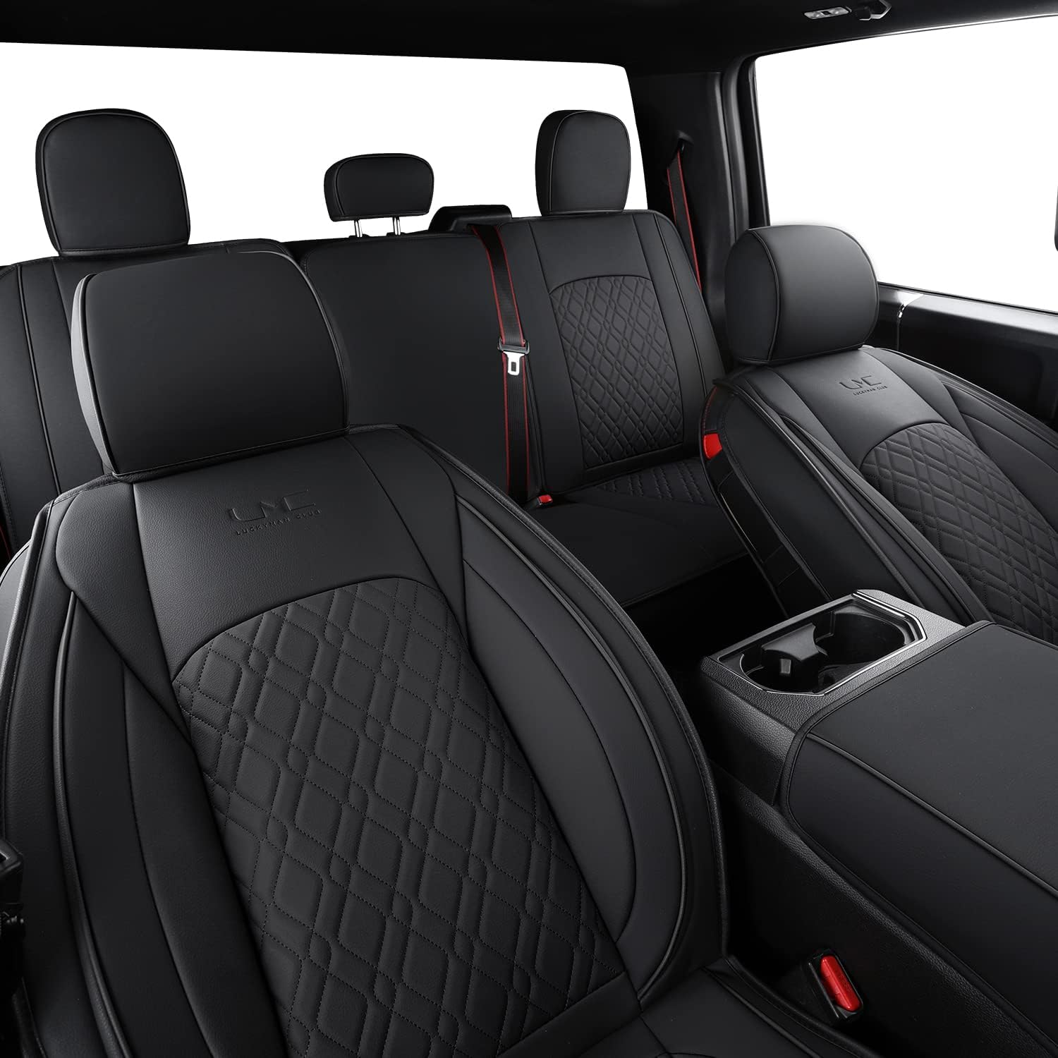 LUCKYMAN CLUB F150 Plena Seĝo Kovriloj, Konvenaj 2015-2024 Ford F150 kaj 2017-2024 F250 F350 F450