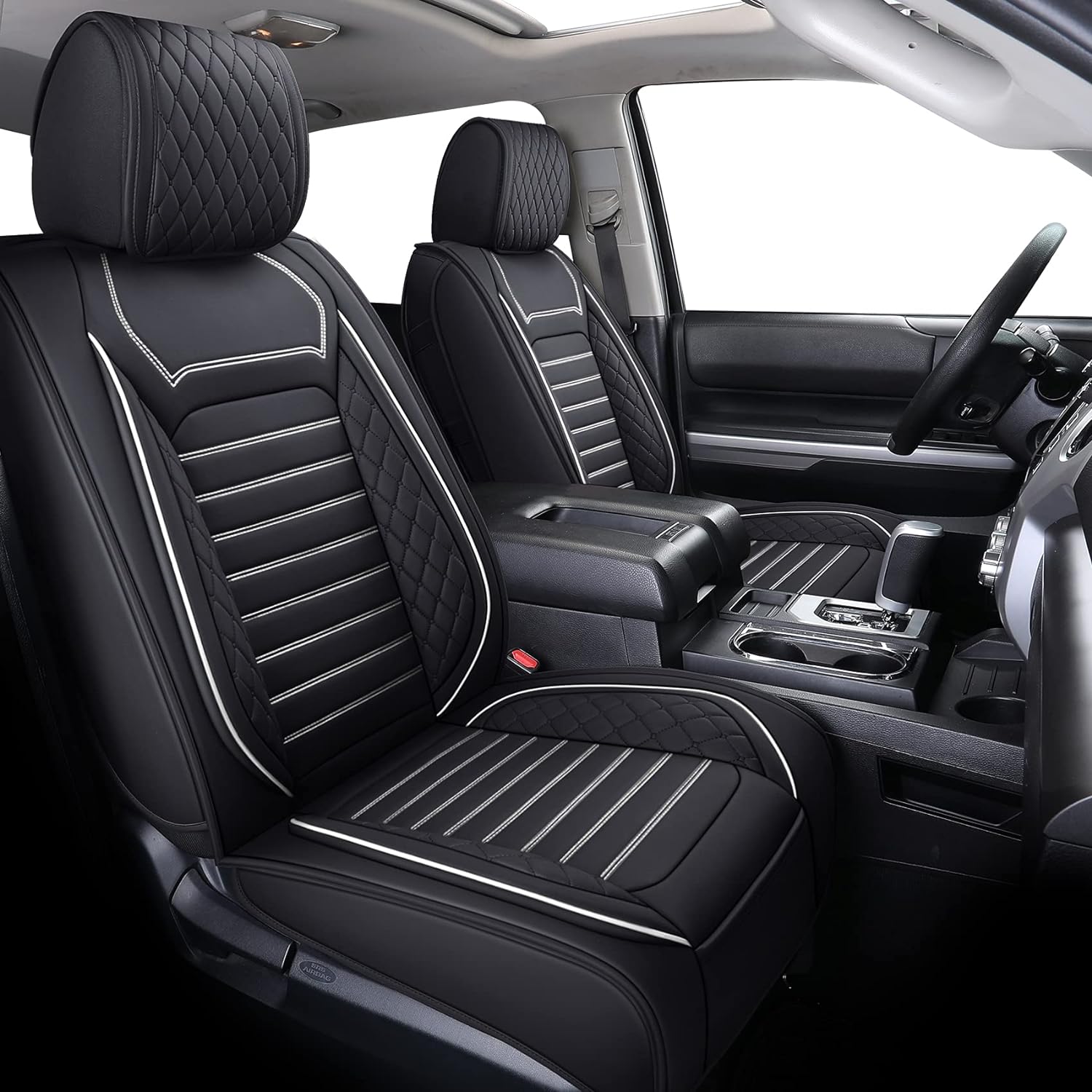 LUCKYMAN CLUB Tundra Seat Covers Full Set Compatible with Toyota Tundra Custom Fit 2008-2025 Truck Pickup Crewmax Double Cab Waterproof Leather Seat Cushions with Split Bench 40/60