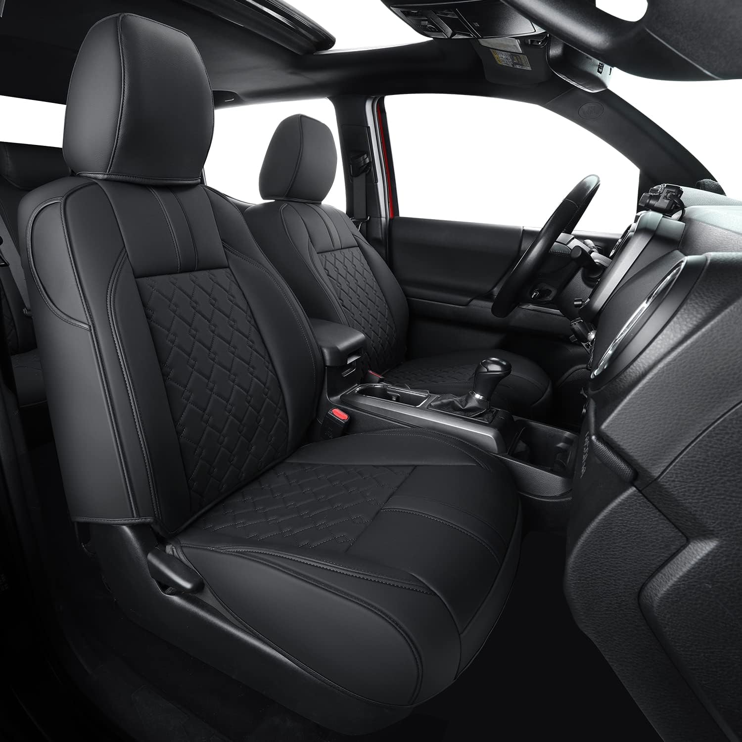 LUCKYMAN CLUB Tacoma Seat Covers, Custom fit 2016-2023 Faux Leather Tacoma SR SR5 TRD Sport TRD Off-Road PreRunner Crew Double Cab