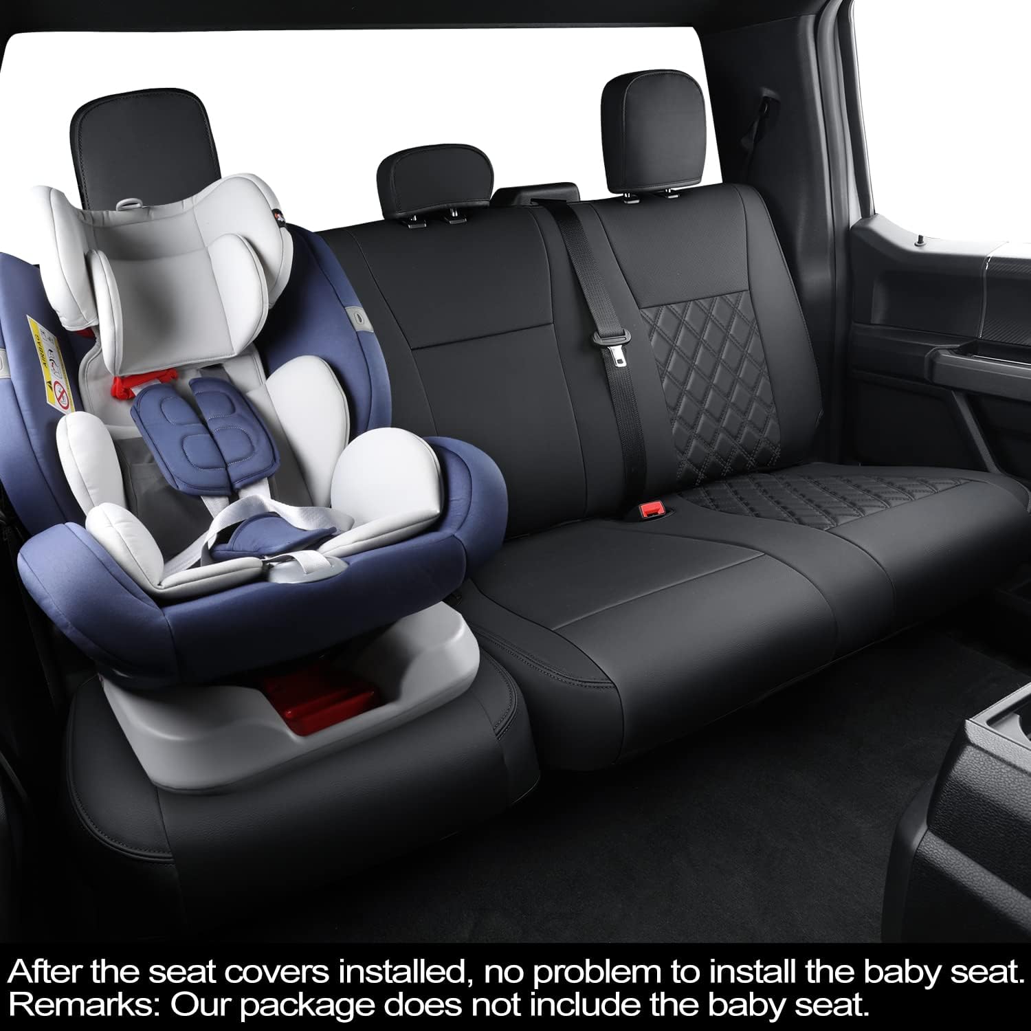 LUCKYMAN CLUB F150 SuperCrew 2009-2025 Custom Pickup Car Truck Seat Covers XLT, Waterproof Faux Leather, Full Coverage, Also Fit 2010-2025 F250/F350/F450