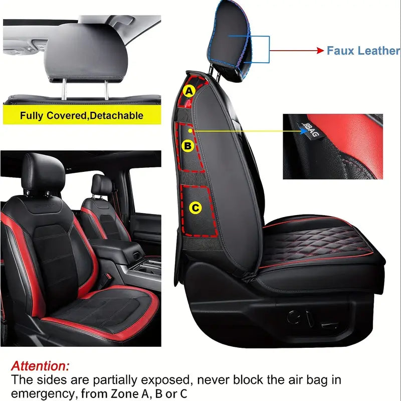 LUCKYMAN CLUB F150 Full-Set Seat Covers with Waterproof Faux Leather, Fit 2015-2025 Ford F150 and 2017-2025 F250 F350 F450