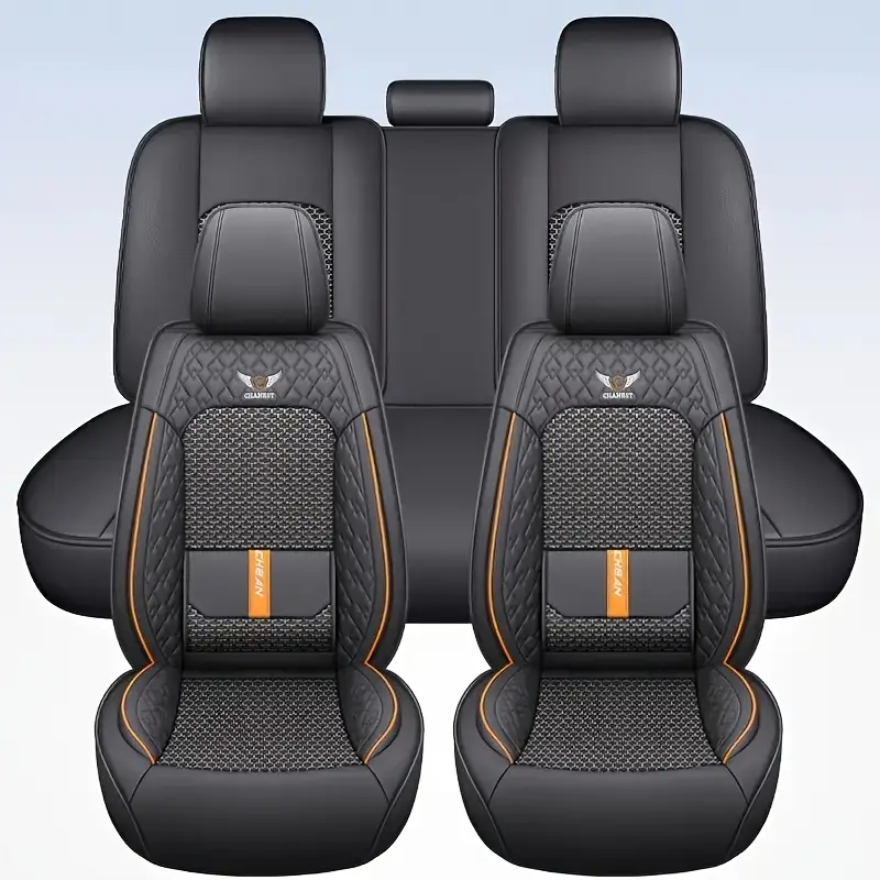 LUCKYMAN CLUB Leather Car Seat Covers Full Set,Universal Fit for Most Cars,SUV,Sedans and Pick-up Trucks,Automotive Vehicle Faux Leather Cushion Covers for 5 Passenger Cars
