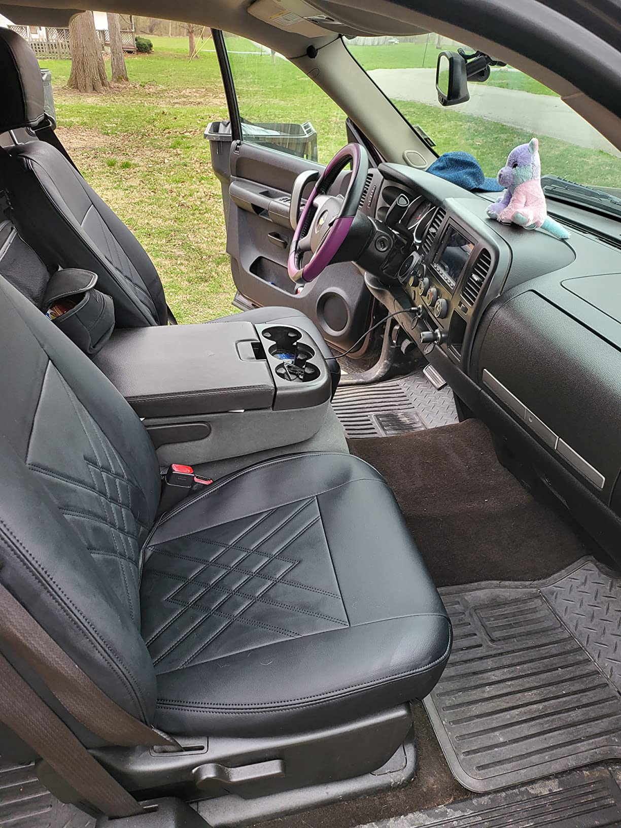 LUCKYMAN CLUB Chevy Silverado Leather truck Seat Covers 2014-2018 For1500&2500&3500HD Custom-made all-enveloped, all-season, waterproof leather