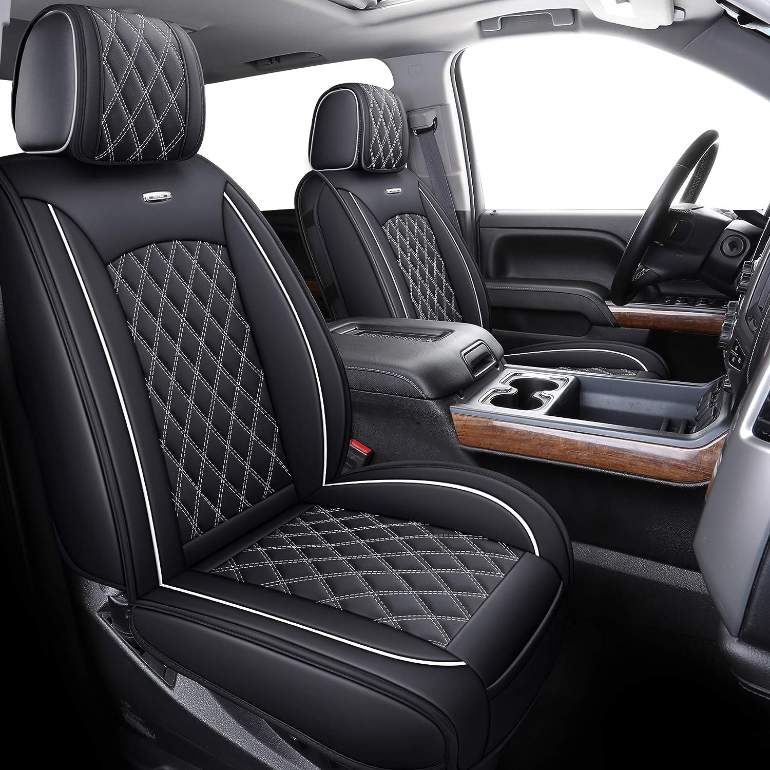 LUCKYMAN CLUB 2007-2025 GMC Sierra Chevy Chevrolet Silverado 1500 2500HD 3500HD Trail Boss Z71 Crew Double Extended Cab Waterproof Leather Truck Pickup Cuchion