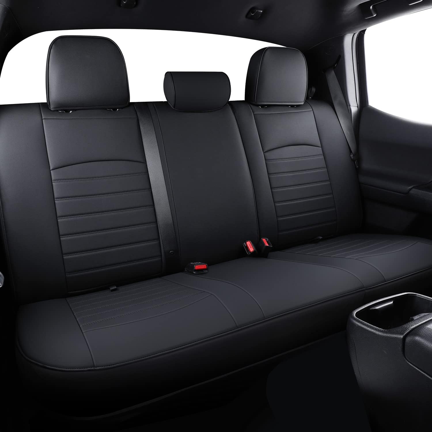 LUCKYMAN CLUB Tacoma Seat Covers, Fit for 2005-2025 Tacoma Crew Cab/Double Cab SR SR5 TRD Sport TRD Off-Road PreRunner with Water Proof Faux Leather