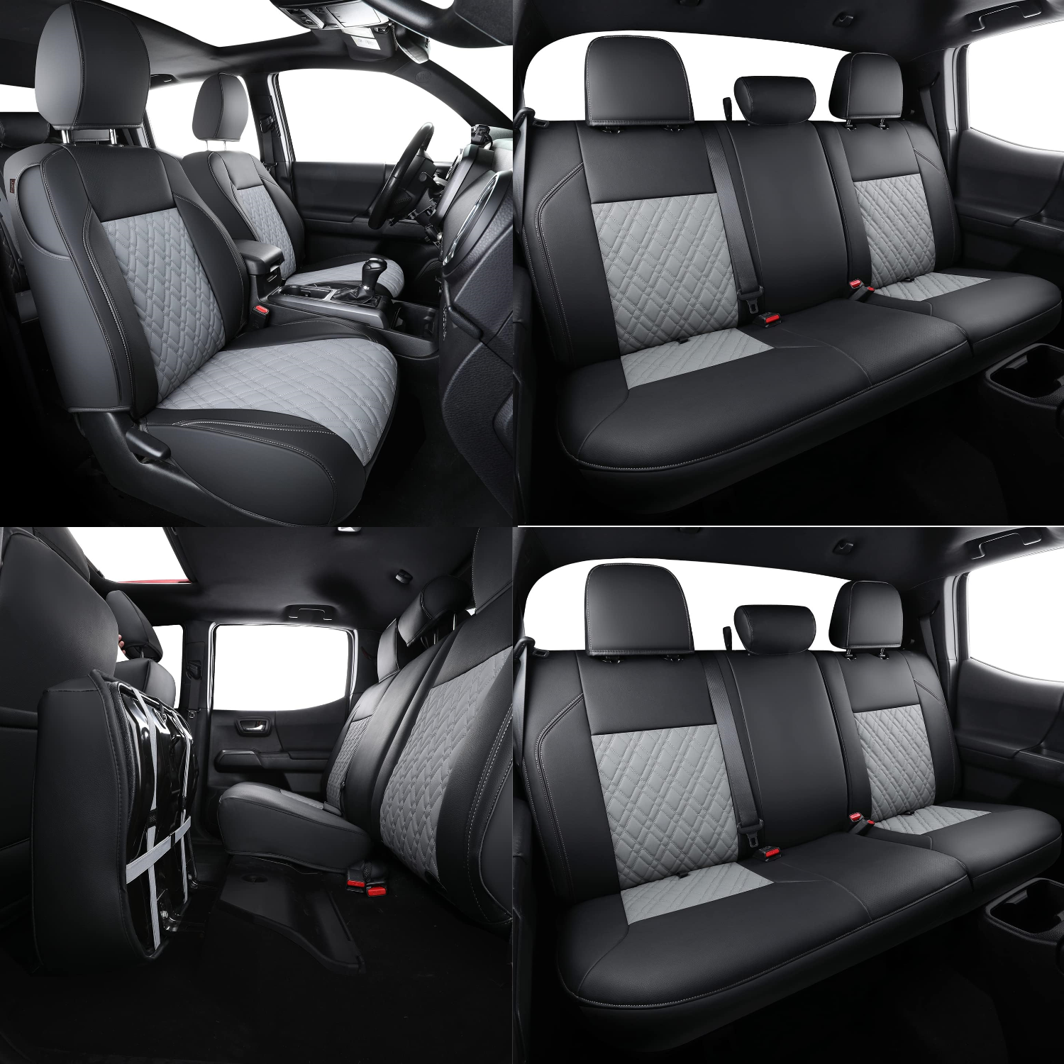 LUCKYMAN CLUB Tacoma Seat Covers, Fit for 2016-2025 Tacoma Crew Double Cab SR SR5 TRD Sport TRD Off-Road TRD PRO and SR SR5 TRD Sport TRD Off-Road TRD PRO Limited with Water Proof Faux Leather