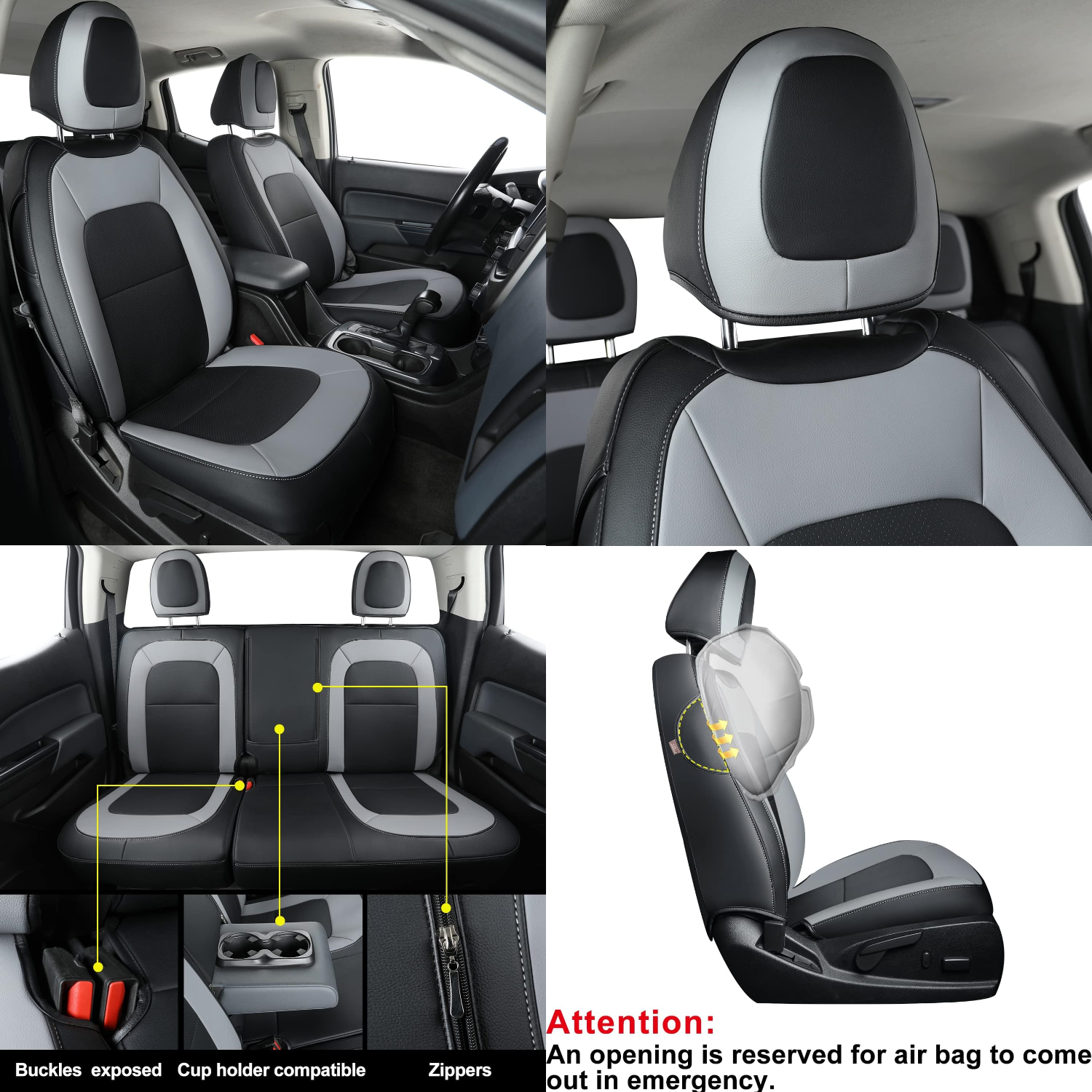 LUCKYMAN CLUB Chevy Colorado Seat Covers, fit for Colorado Canyon Crew Cab Z71 LT ZR2 Work Truck 2015-2025 with Faux Leather