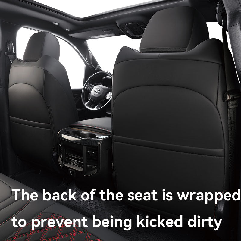 LUCKYMANCLUB Sitzbezüge für Dodge Ram 1500, 2019–2024, 1500/2500/3500 Crew Cab, wasserdichte Sitzbezüge, komplettes Set, maßgeschneiderte Passform, Ram Bighorn Laramie Limited Rebel Longhorn Pickup mit 4/6 geteilter Rücksitzbank