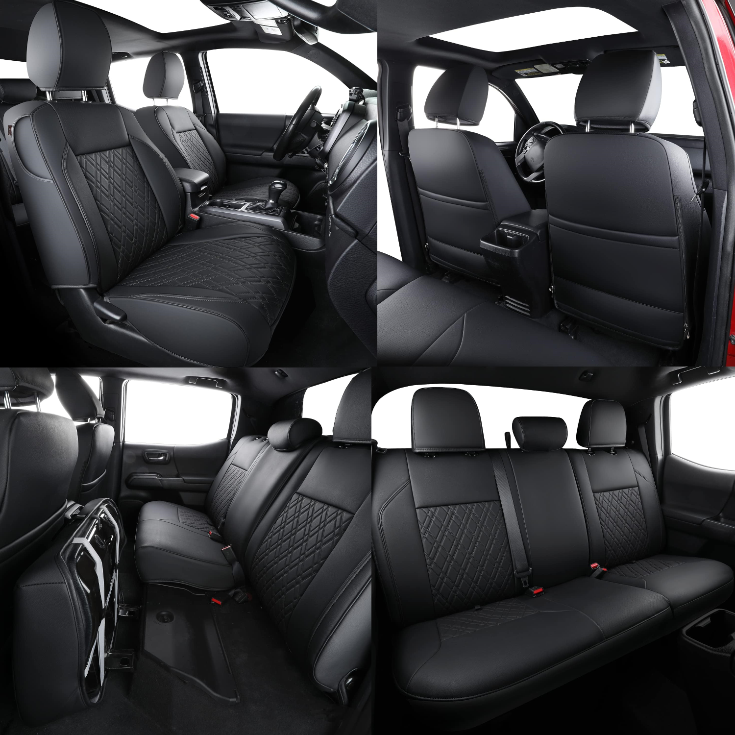 LUCKYMAN CLUB Tacoma Seat Covers, Fit for 2016-2025 Tacoma Crew Double Cab SR SR5 TRD Sport TRD Off-Road TRD PRO and SR SR5 TRD Sport TRD Off-Road TRD PRO Limited with Water Proof Faux Leather