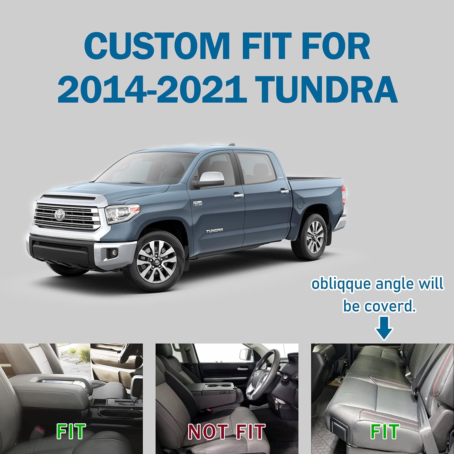 LUCKYMAN CLUB Tundra-Sitzbezüge, passend für 2014–2021 Tundra Crew Cab CrewMax Double Cab Regular Cab Pickup Trucks mit wasserdichtem Kunstleder