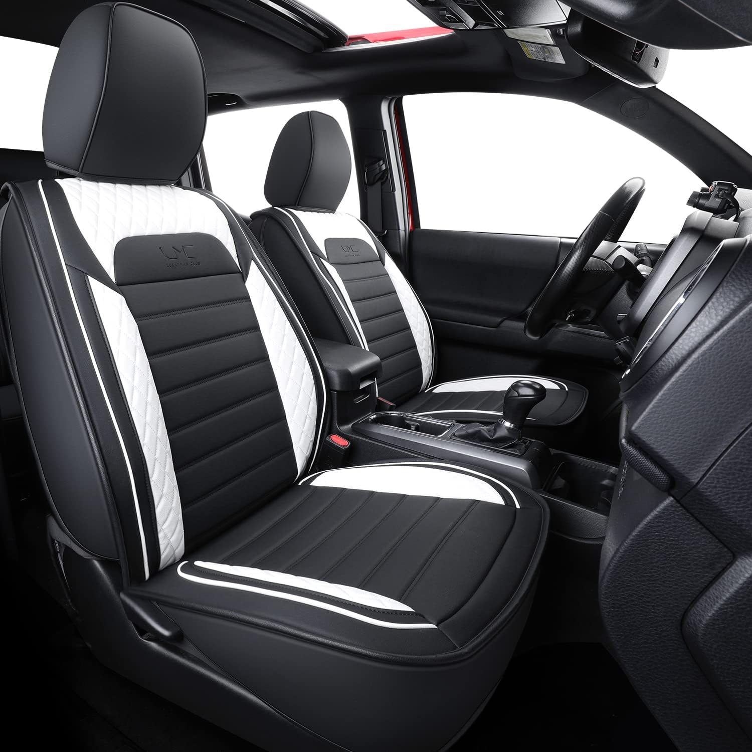 LUCKYMAN CLUB Tacoma Seat Covers, Fit for 2005-2025 Tacoma Crew Cab/Double Cab SR SR5 TRD Sport TRD Off-Road PreRunner with Water Proof Faux Leather