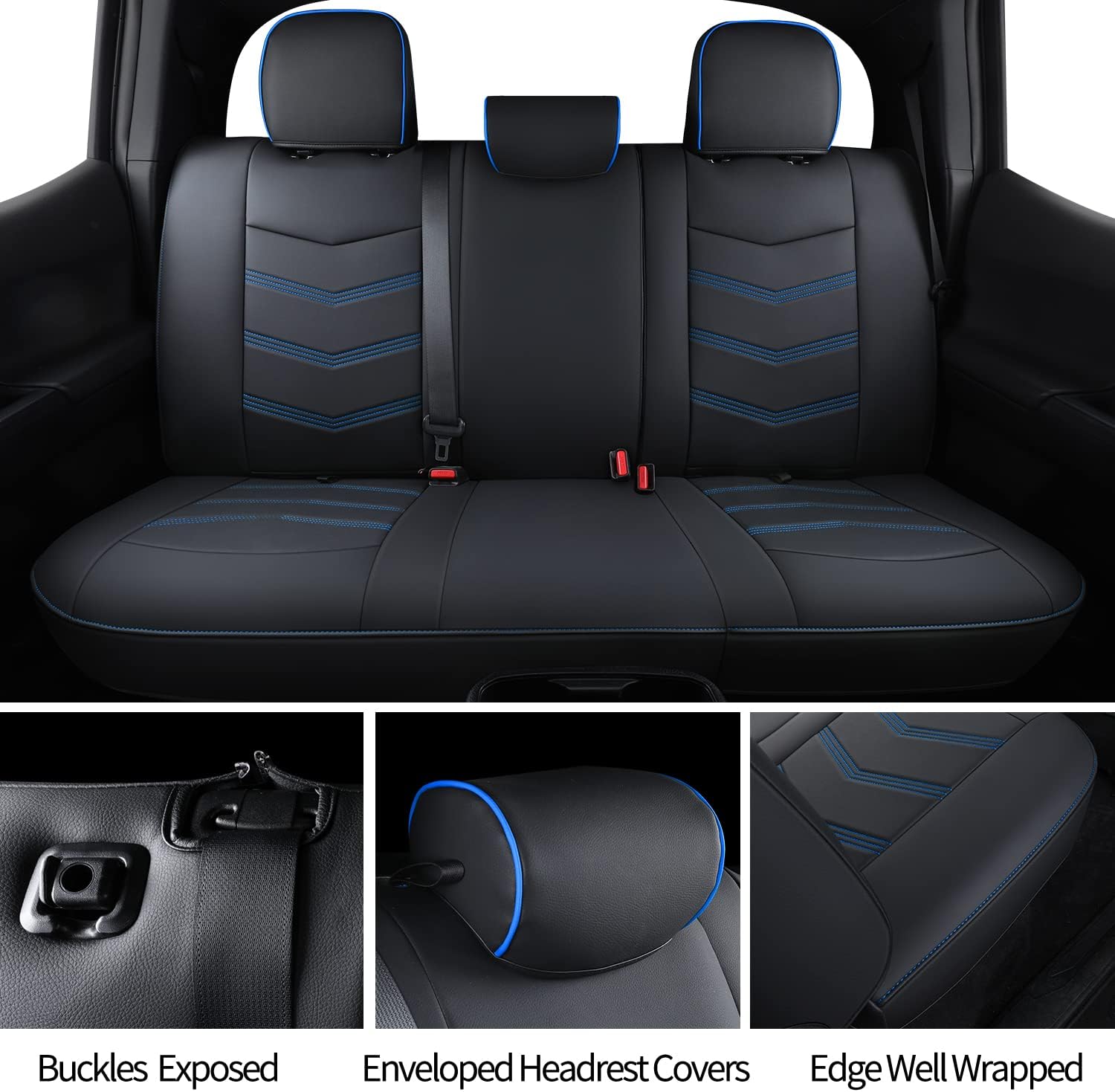 LUCKYMAN CLUB 2005-2025 Tacoma Seat Covers Full Set Waterproof leather for Tacoma Double/Crew Cab SR SR5 TRD Sport TRD Off-Road PreRunner Trims, with Waterproof Faux Leather All-enveloping, four seasons general, wear-resistant and scratch-resistant