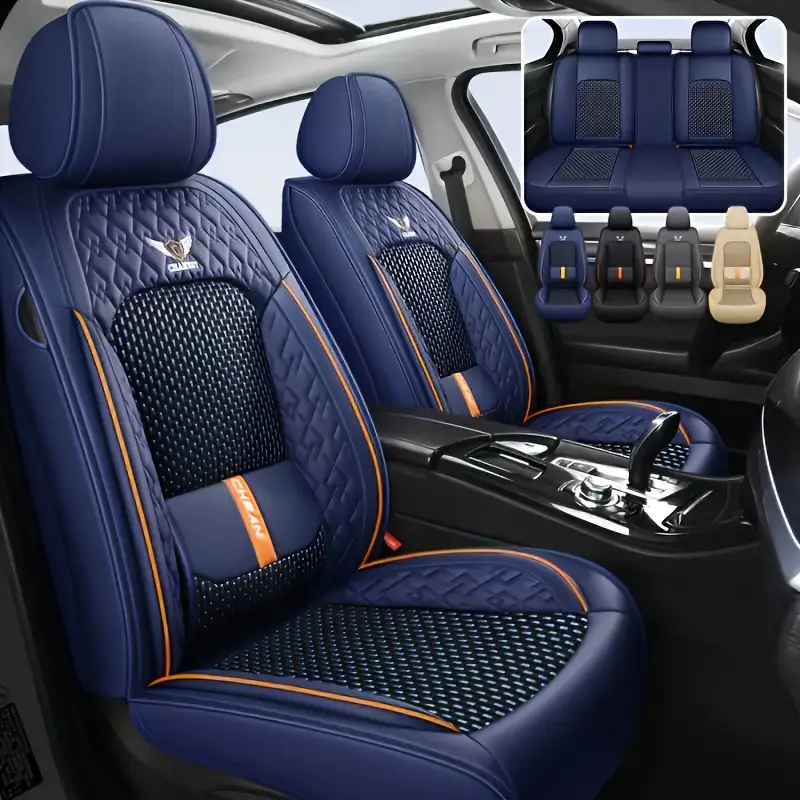 LUCKYMAN CLUB Leather Car Seat Covers Full Set,Universal Fit for Most Cars,SUV,Sedans and Pick-up Trucks,Automotive Vehicle Faux Leather Cushion Covers for 5 Passenger Cars