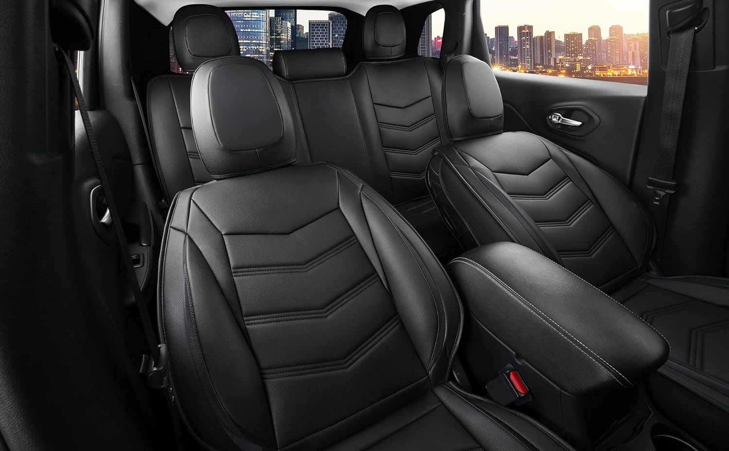 LUCKYMAN CLUB Jeep Cherokee Custom Seat Covers Fit 2014 2015 2016 2017 2018 2019 2020 2021 2022 2023 2024 2025 years Cushions with Waterproof Faux Leather Car Accessories