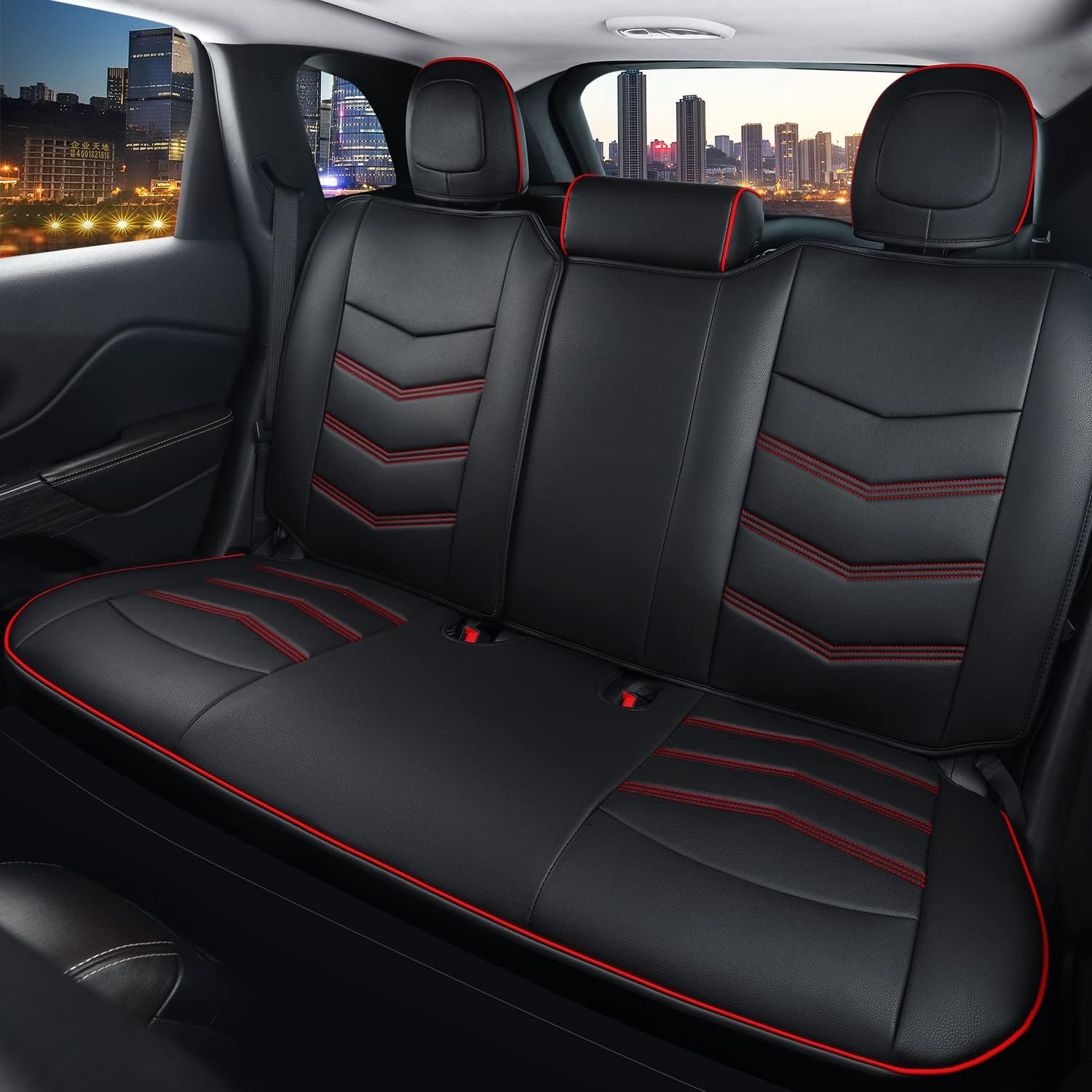 LUCKYMAN CLUB Jeep Cherokee Custom Seat Covers Fit 2014 2015 2016 2017 2018 2019 2020 2021 2022 2023 2024 2025 years Cushions with Waterproof Faux Leather Car Accessories