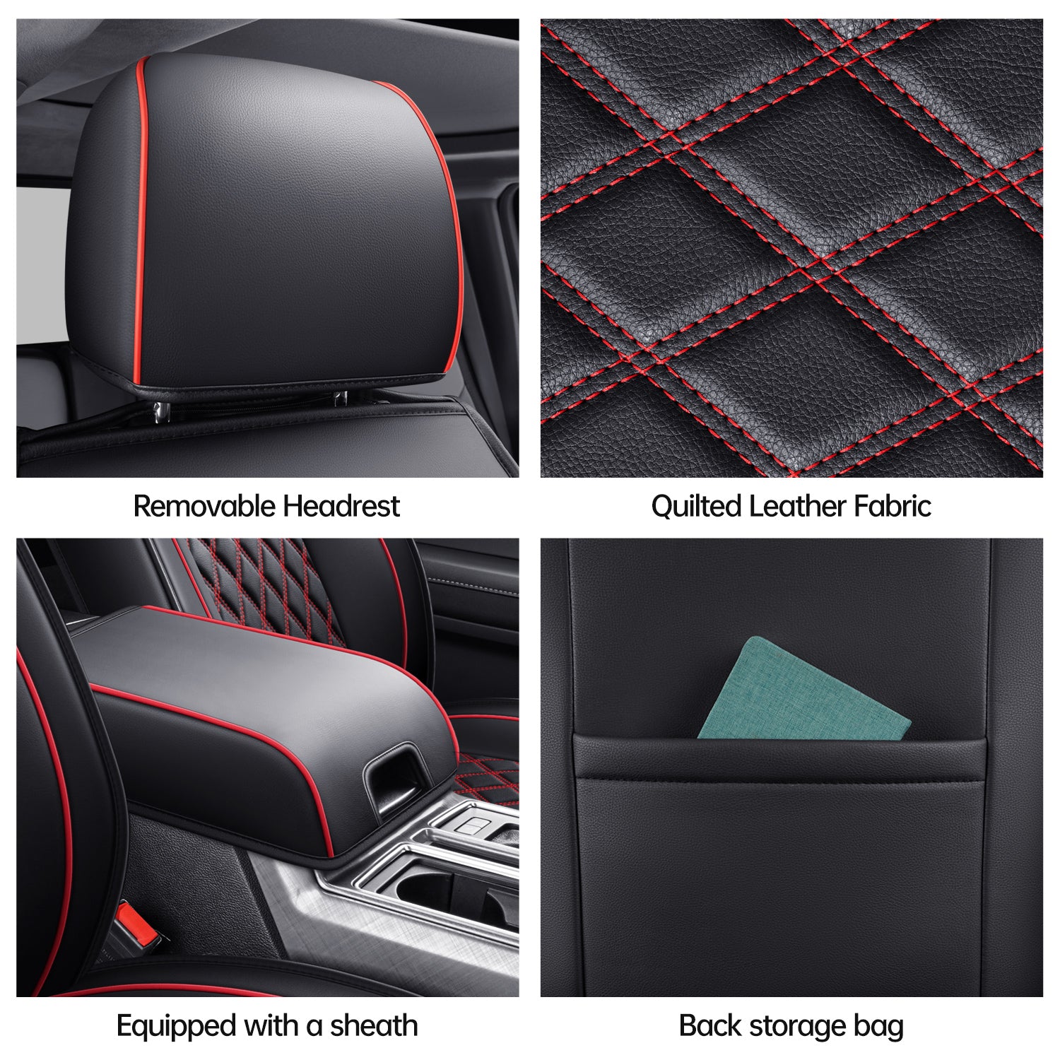 LUCKYMAN CLUB Ford F150 Faux Leather Seat Covers for 2015-2025 F150 SuperDriver and 2017-2025 F250 F350 F450 SuperDriver Cab Leather Trucks, All Season Universal Full Surround Specialty Seat Covers