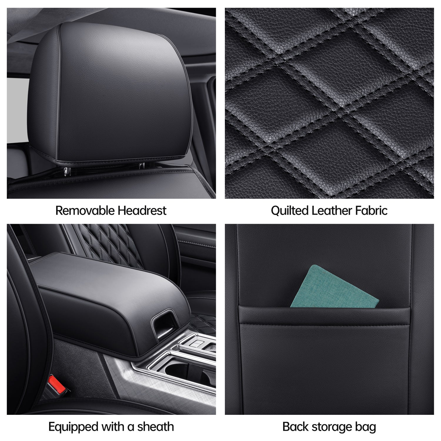 LUCKYMAN CLUB Ford F150 Faux Leather Seat Covers for 2015-2025 F150 SuperDriver and 2017-2025 F250 F350 F450 SuperDriver Cab Leather Trucks, All Season Universal Full Surround Specialty Seat Covers