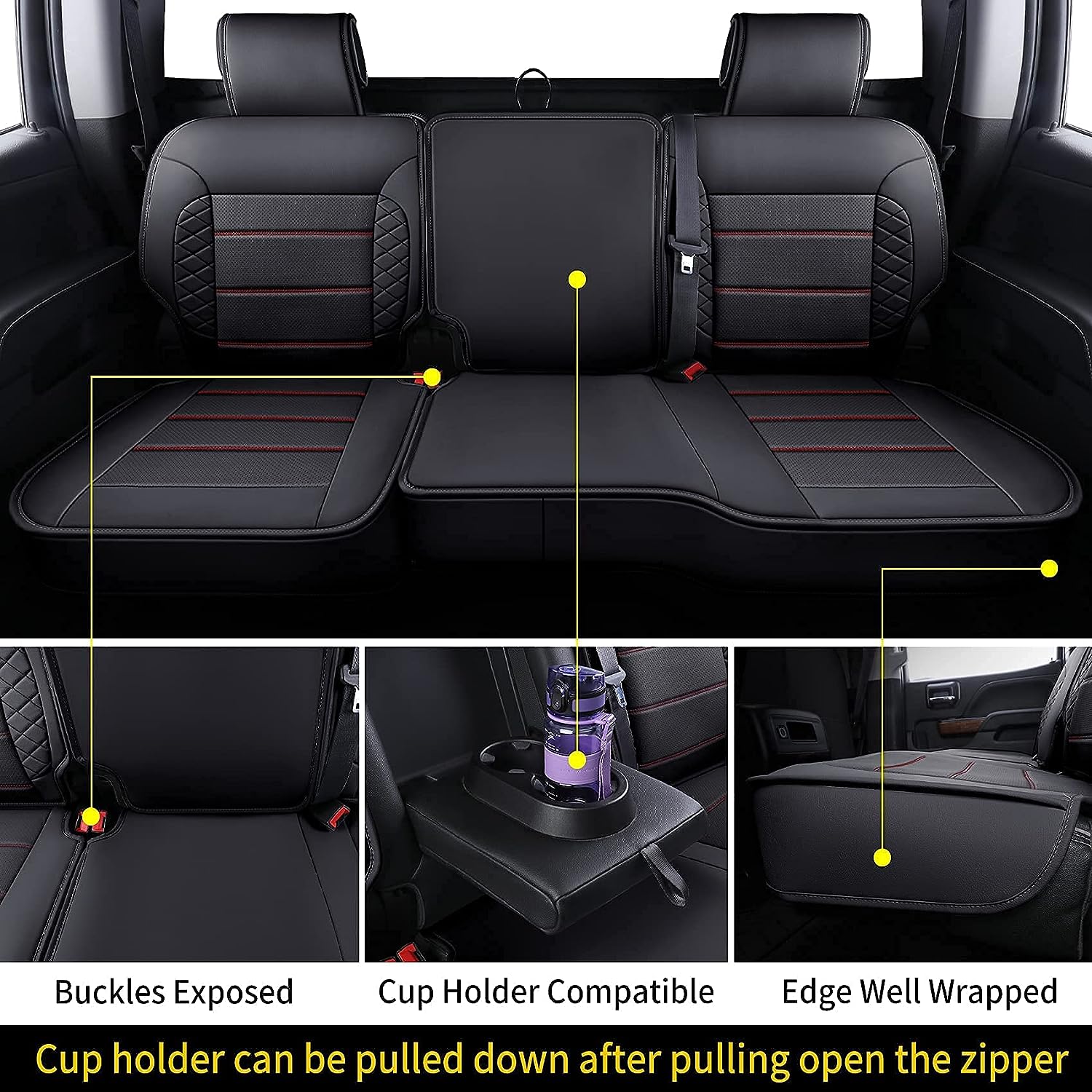 LUCKYMAN CLUB Silverado Sidlokovriloj, Konvenaj por 2019-2023 Chevy Silverado GMC Sierra 1500 kaj 2020-2023 2500HD 3500HD Skipkabina Akvo Prova Imita Ledo