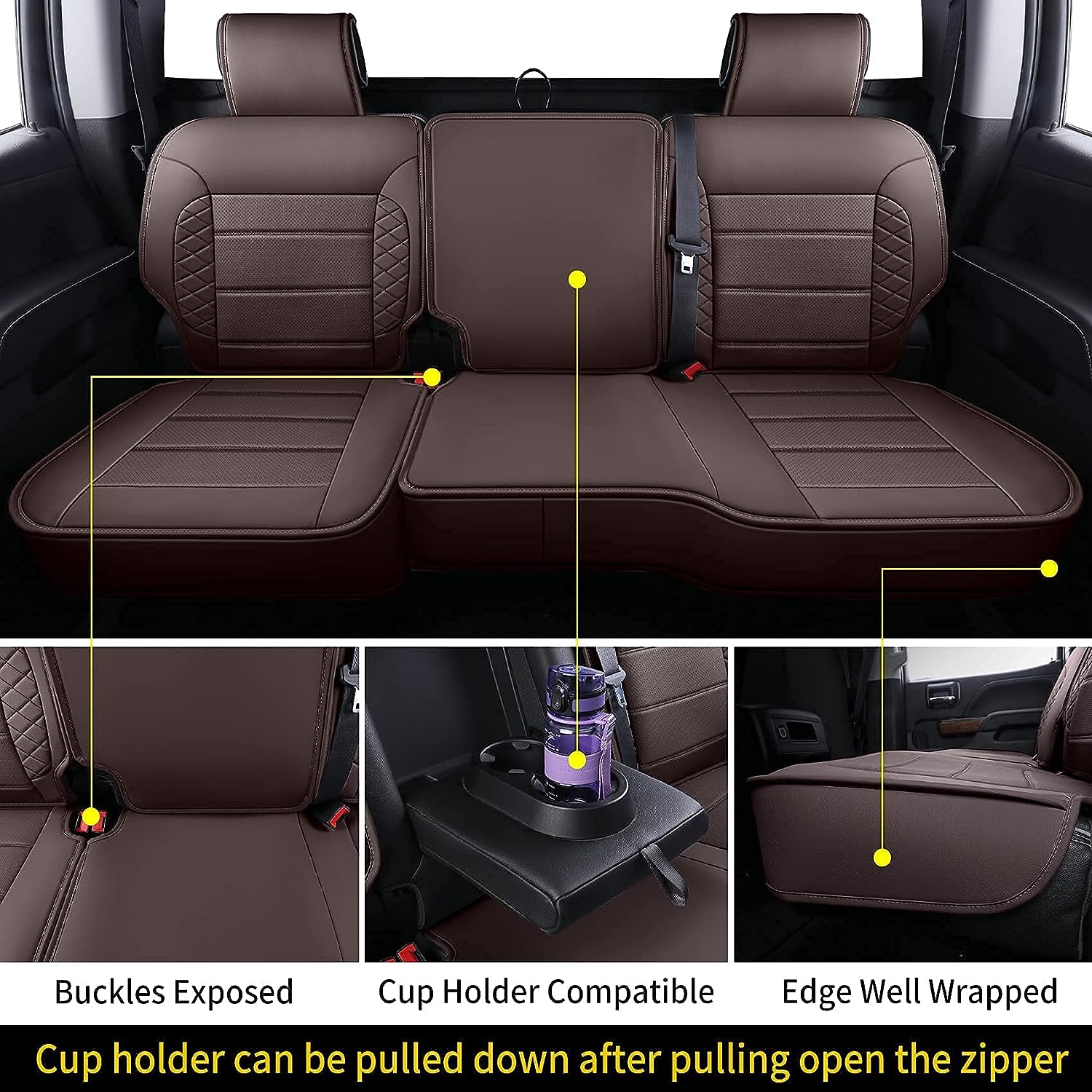 LUCKYMAN CLUB Silverado Sidlokovriloj, Konvenaj por 2019-2023 Chevy Silverado GMC Sierra 1500 kaj 2020-2023 2500HD 3500HD Skipkabina Akvo Prova Imita Ledo