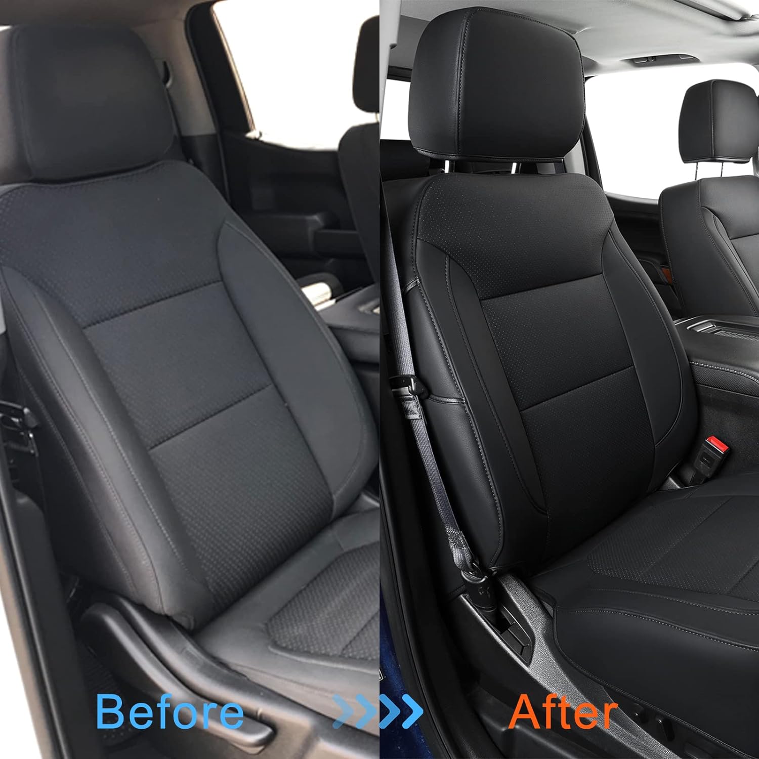 LUCKYMAN CLUB Custom Silverado Seat Covers 2007-2025 Chevrolet Silverado Sierra 1500/2500HD/3500HD crew, all-covered seat covers,dual, extended cab, waterproof leather, , all seasons